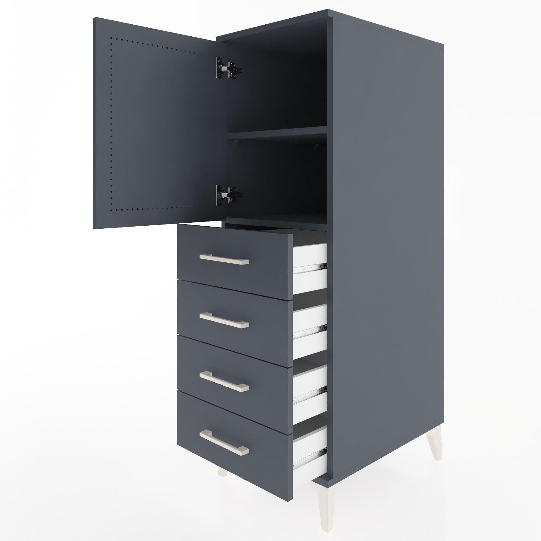 Woodntry Modular Cabinet Anthracite 44x30x122 cm with Doors and Drawers KC53-2