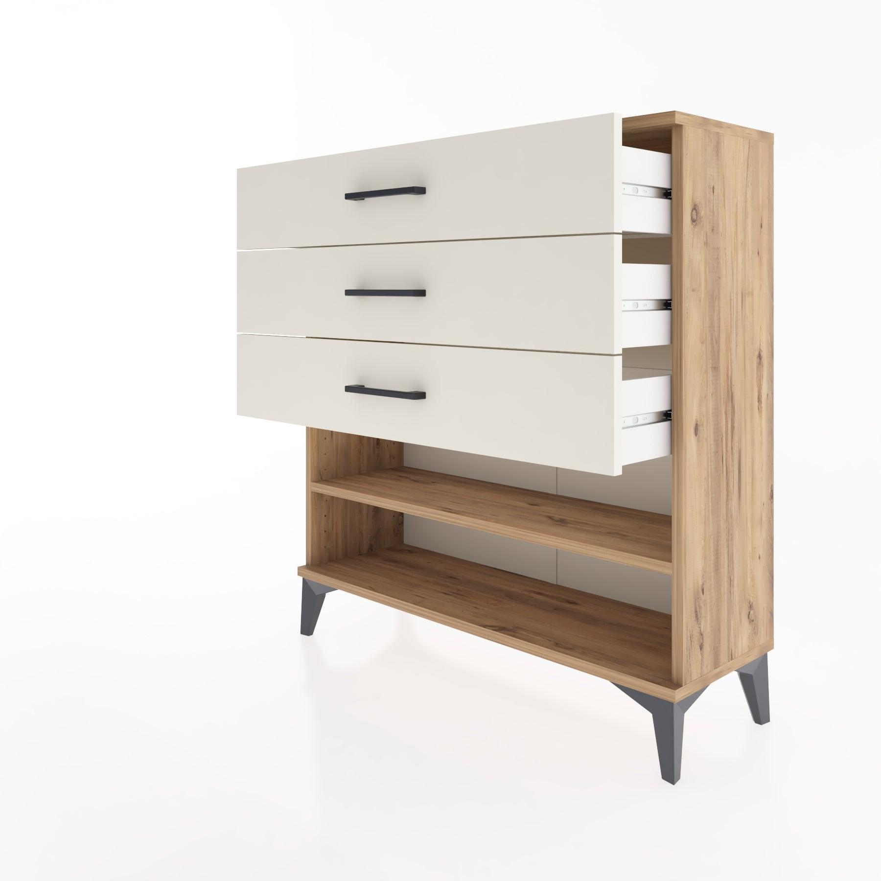 Woodntry Modular Dresser Pine 88x30x84 cm with Drawers and Shelves CR3-3