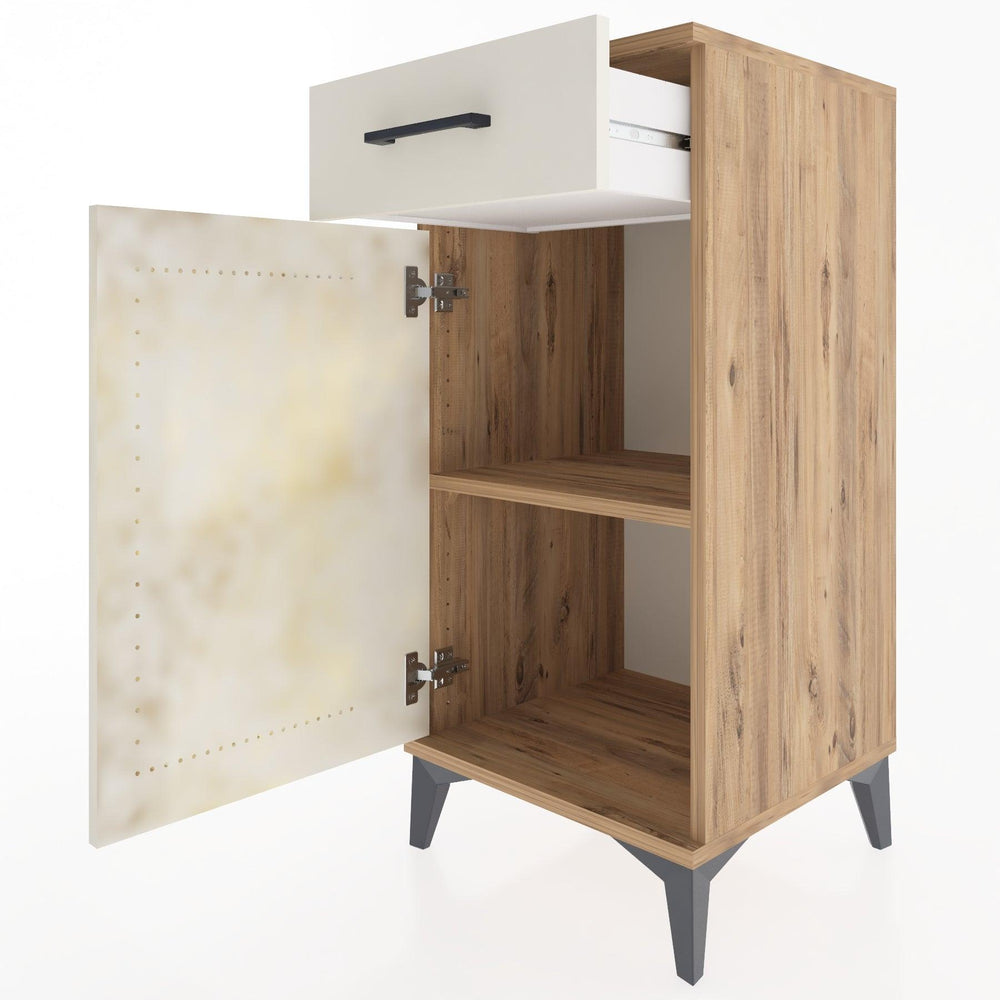 Woodntry Modular Nightstand Pine 44x44x84 cm with Cover and Drawer KC25-3