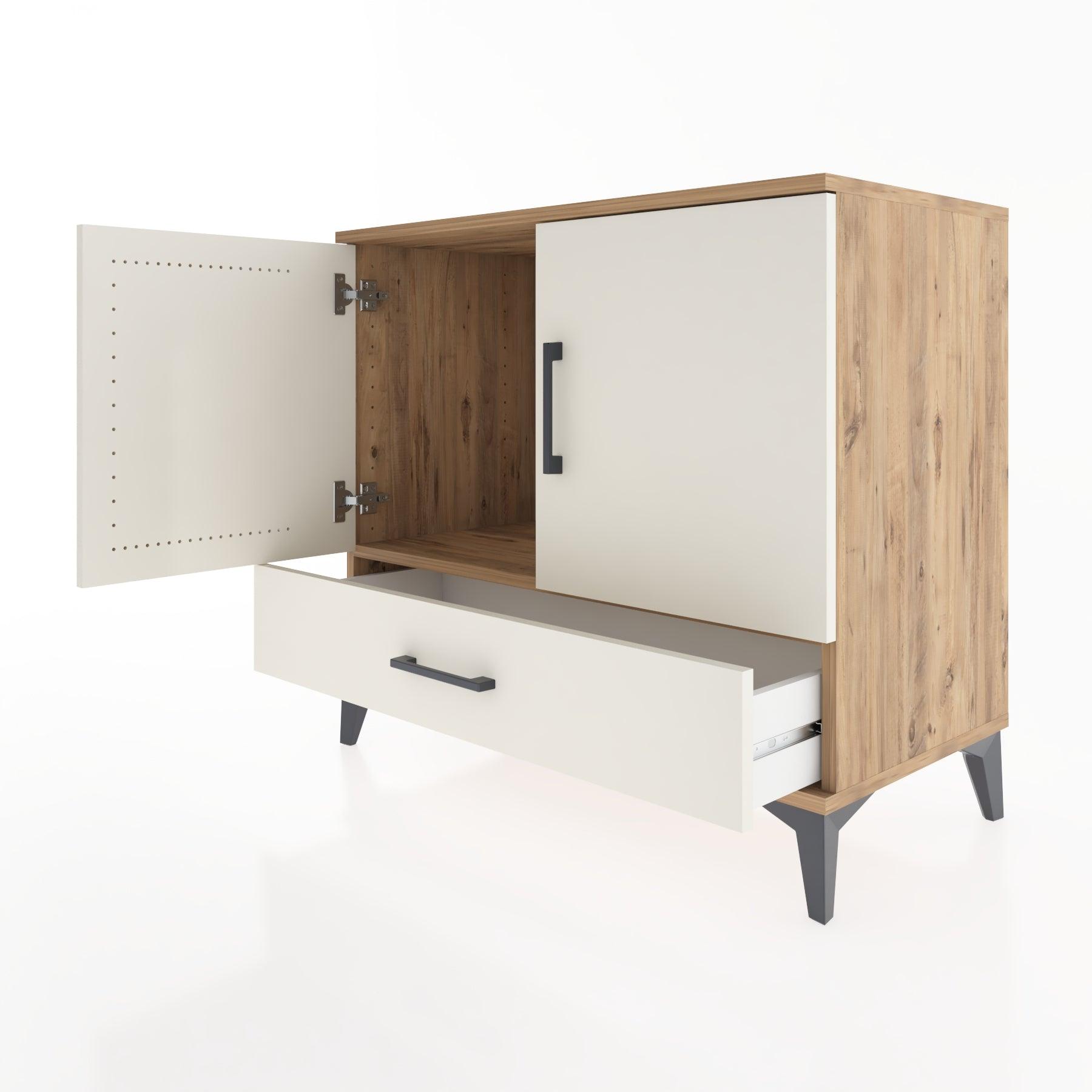 Woodntry Modüler Şifonyer Çam 88x44x68 cm Kapaklı ve Çekmeceli KC3-3