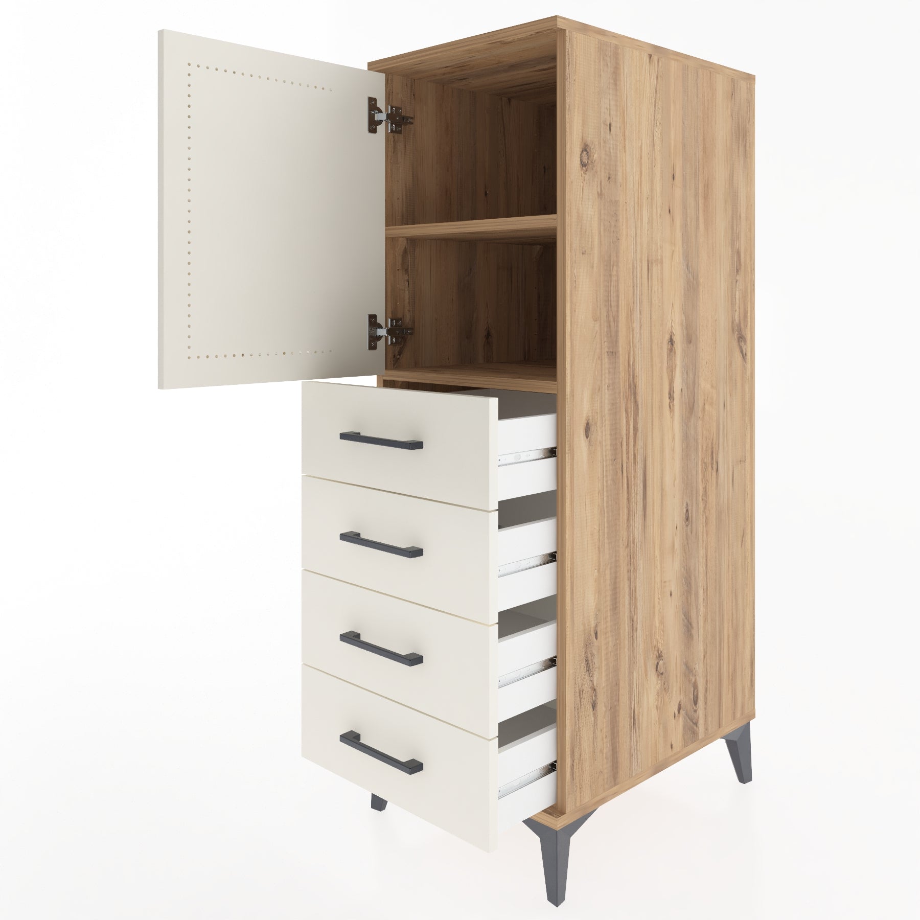 Woodntry Modular Cabinet Pine 44x59x122 cm with Doors and Drawers KC53-3