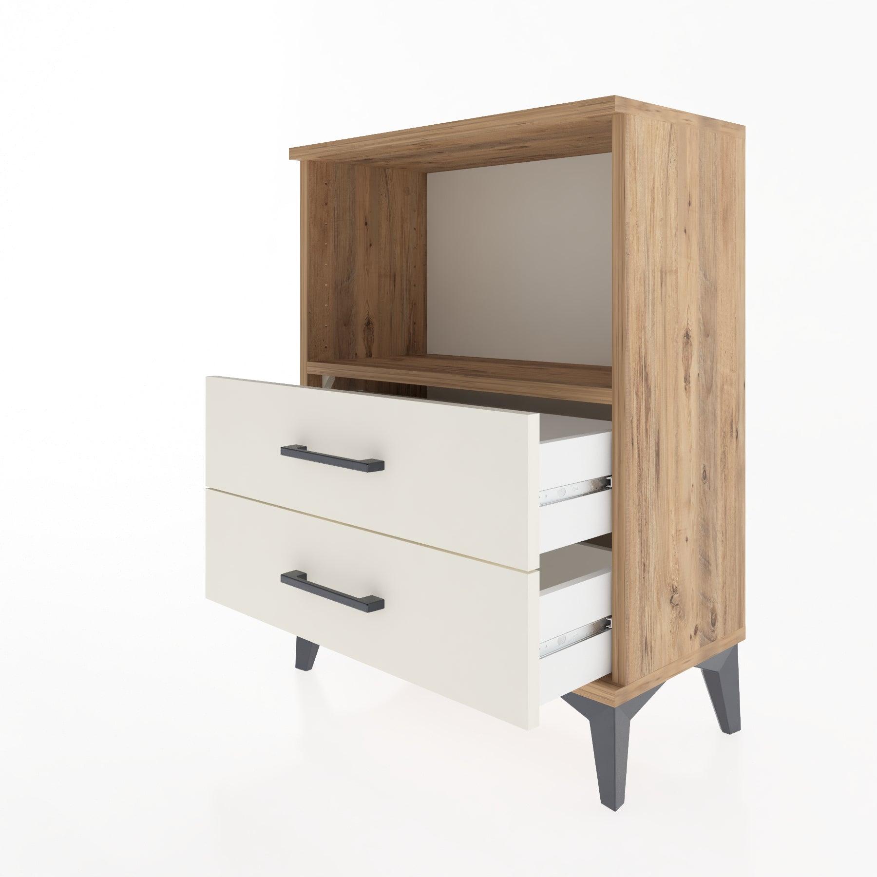 Woodntry Modular Nightstand Pine 60x30x68 cm with Drawers and Shelves CR3-3