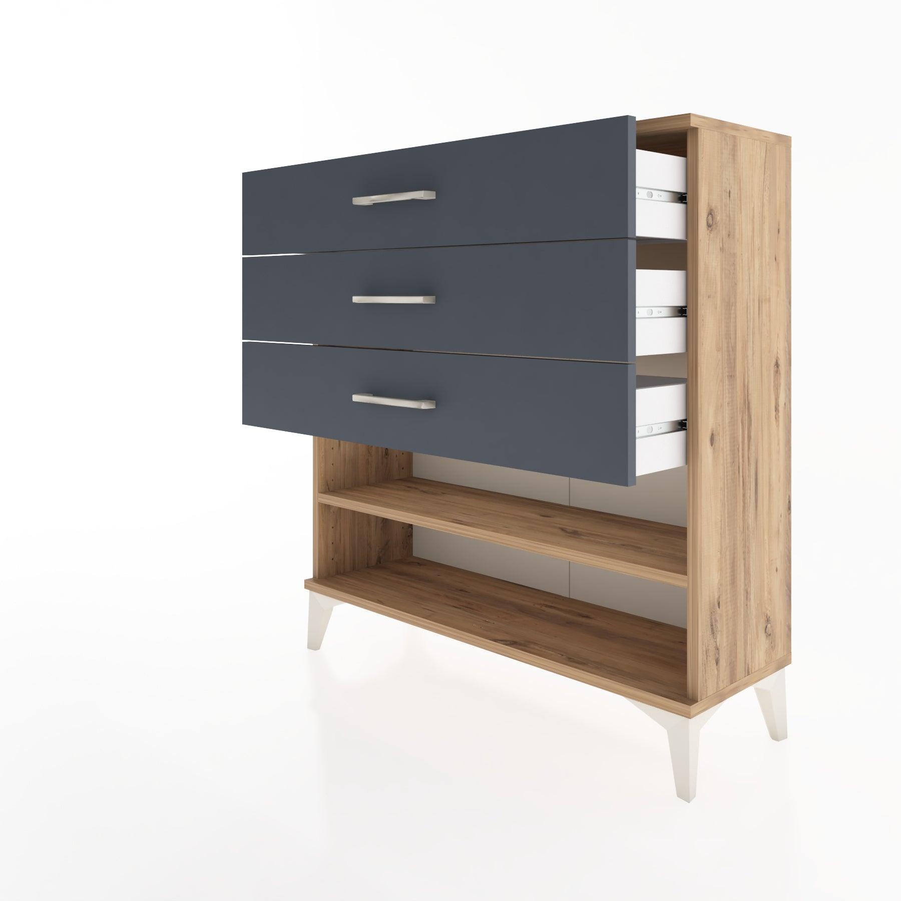 Woodntry Modular Dresser Pine 88x30x84 cm with Drawers and Shelves CR3-3