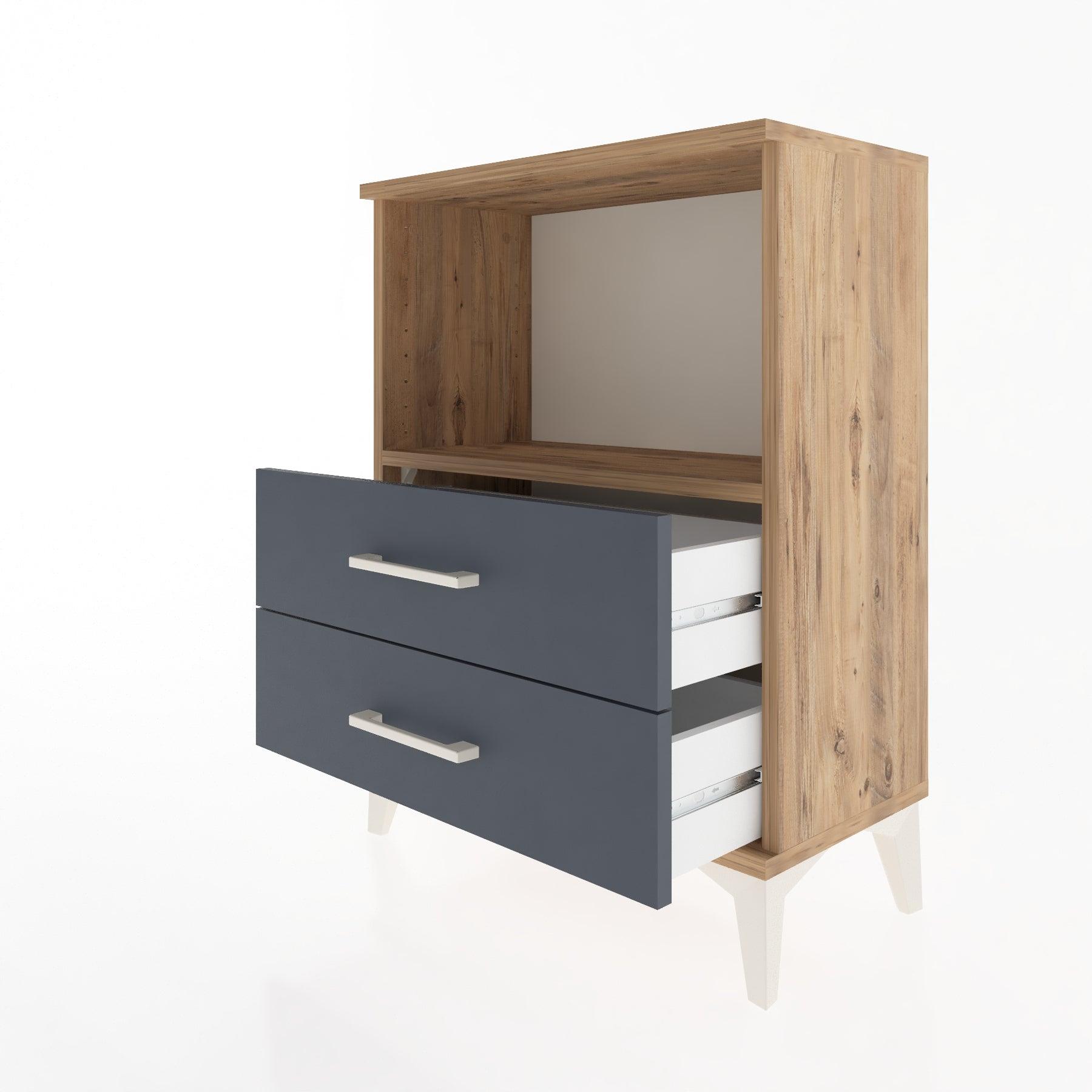Woodntry Modular Nightstand Pine 60x30x68 cm with Drawers and Shelves CR3-3