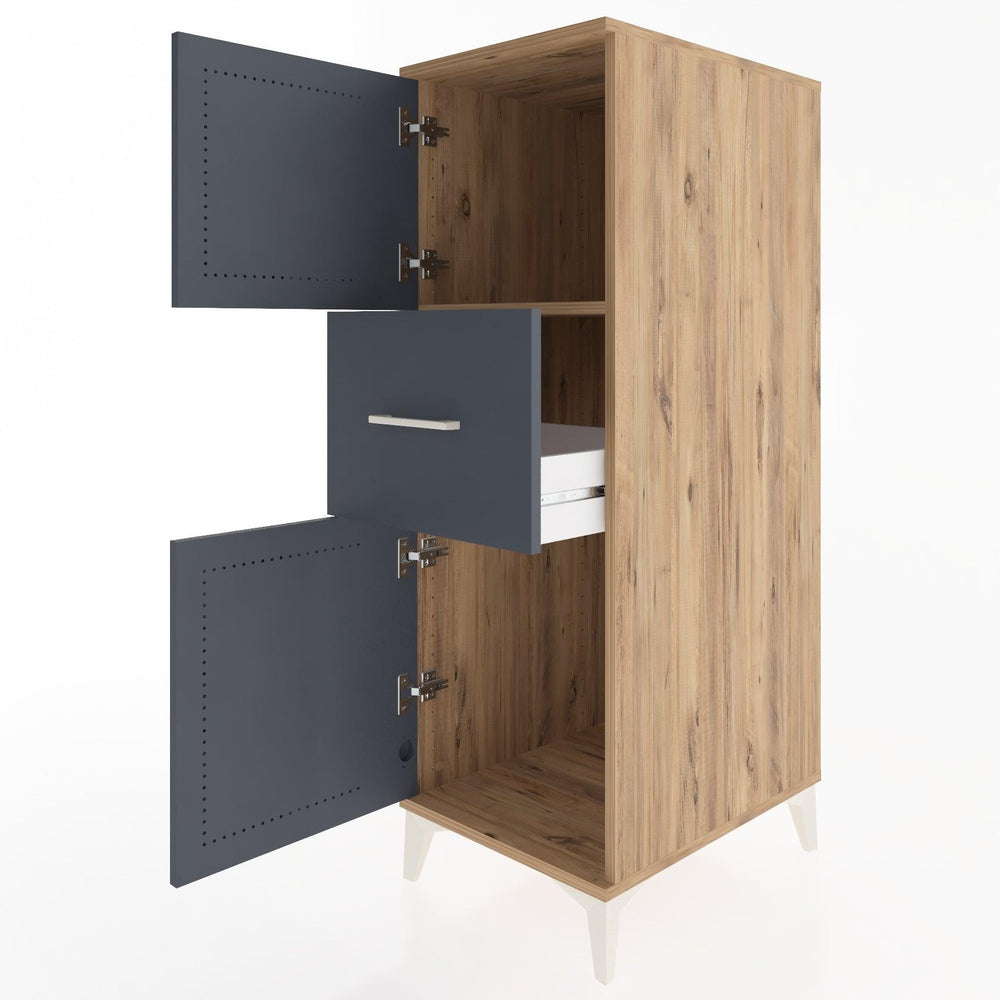 Woodntry Modüler Dolap Çam 44x59x122 cm Kapaklı ve Çekmeceli KC3-3