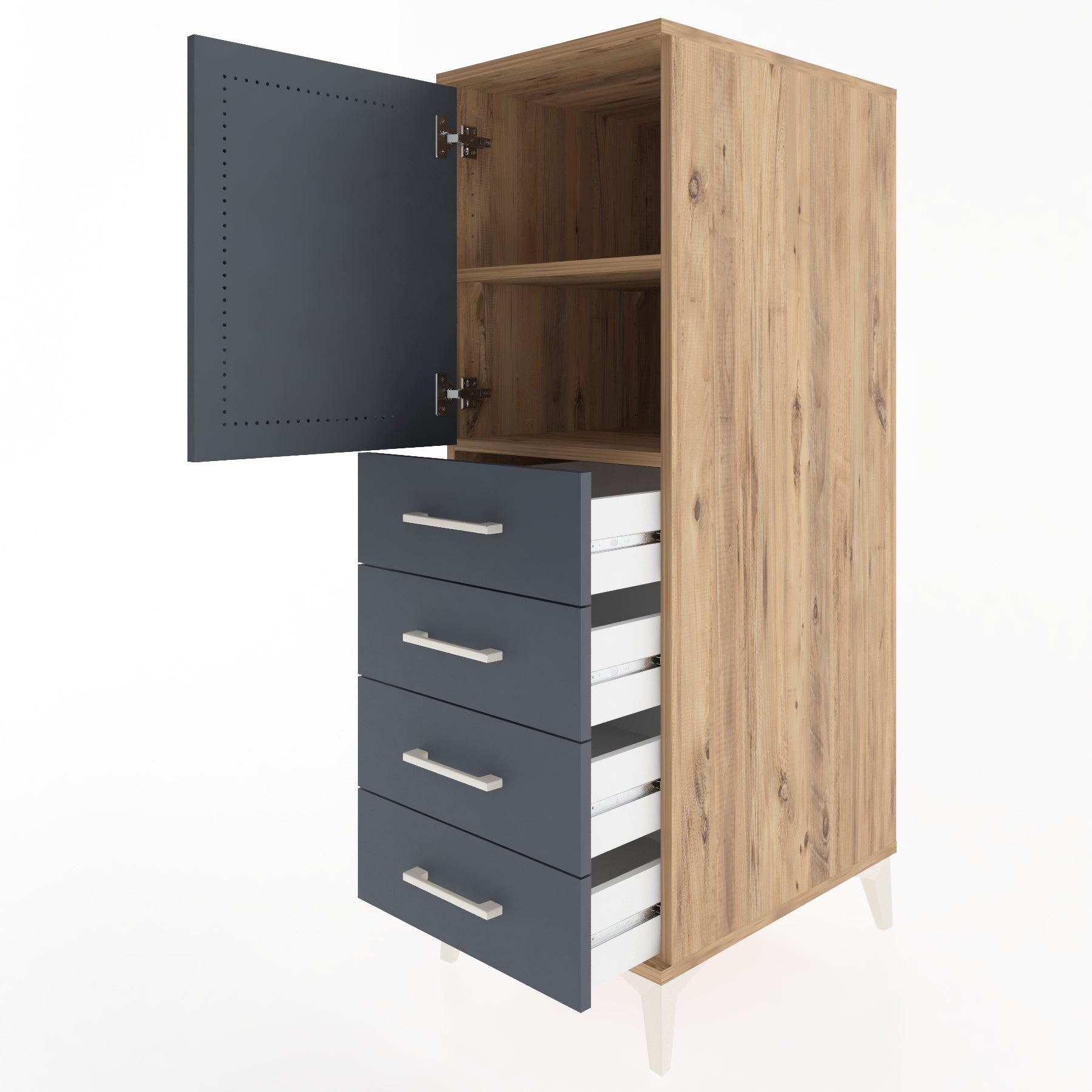 Woodntry Modular Cabinet Pine 44x59x122 cm with Doors and Drawers KC53-3