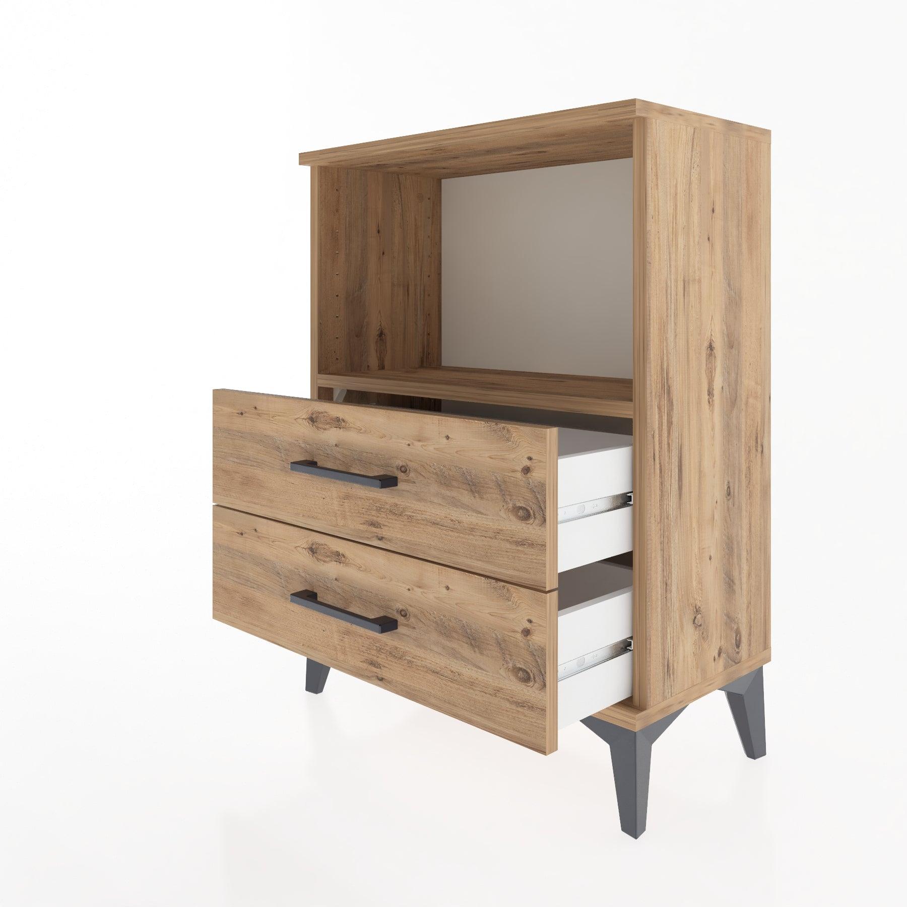 Woodntry Modular Nightstand Pine 60x30x68 cm with Drawers and Shelves CR3-3