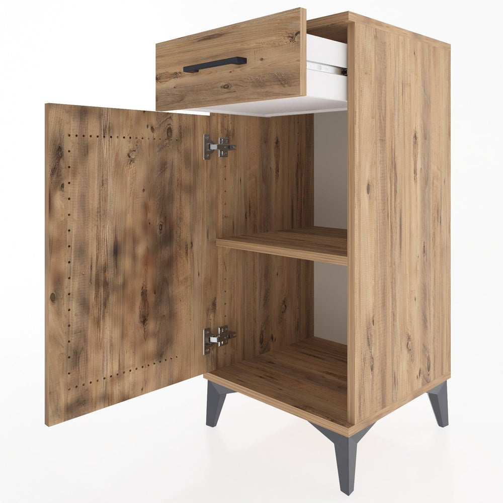 Woodntry Modular Nightstand Pine 44x44x84 cm with Cover and Drawer KC25-3