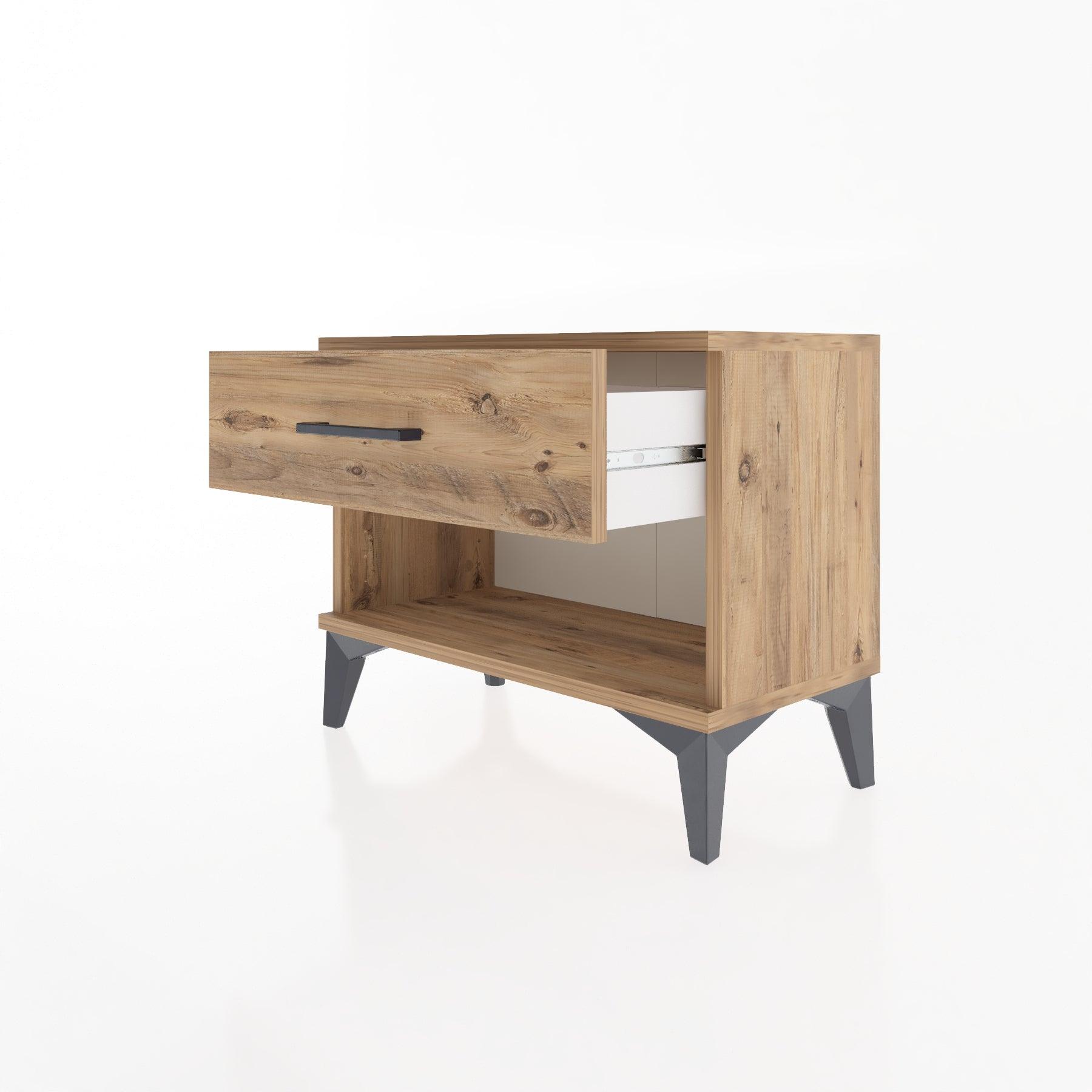 Woodntry Modular Nightstand Pine 60x30x36 cm with Drawers and Shelves CR3-3