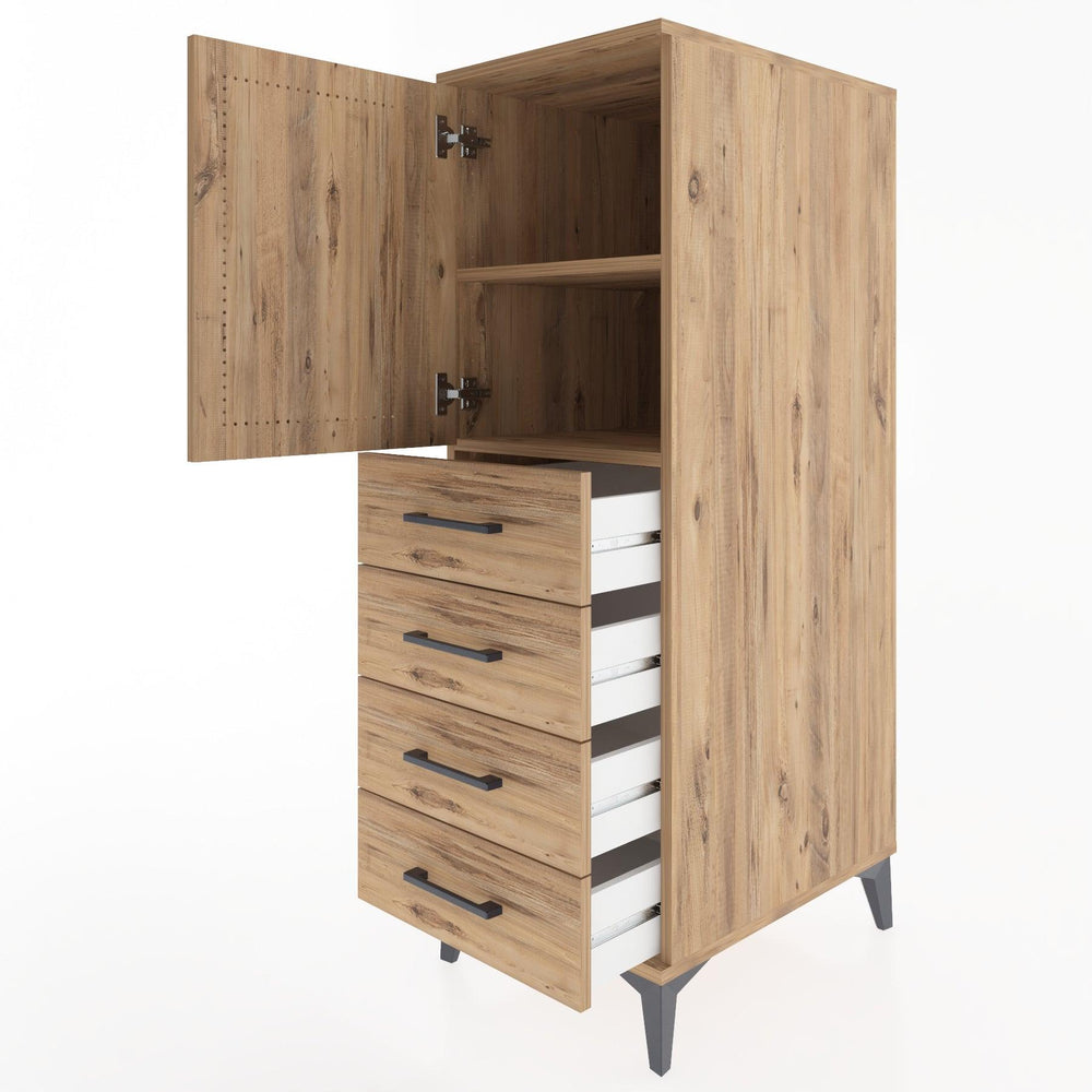 Woodntry Modular Cabinet Pine 44x30x122 cm with Doors and Drawers KC53-3