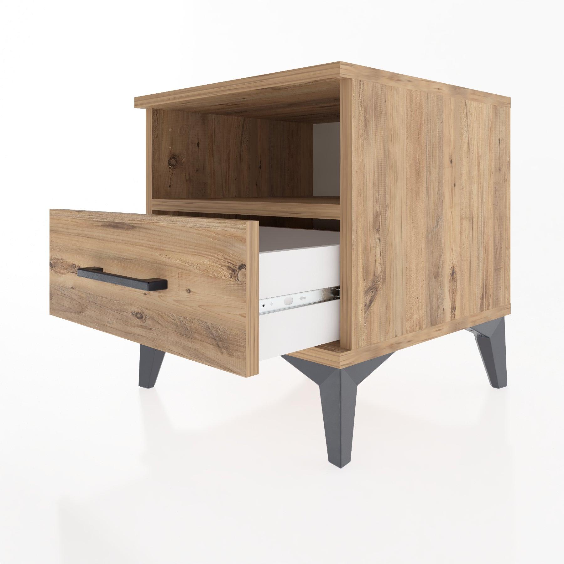Woodntry Modular Nightstand Pine 44x44x36 cm with Drawers and Shelves CR3-3