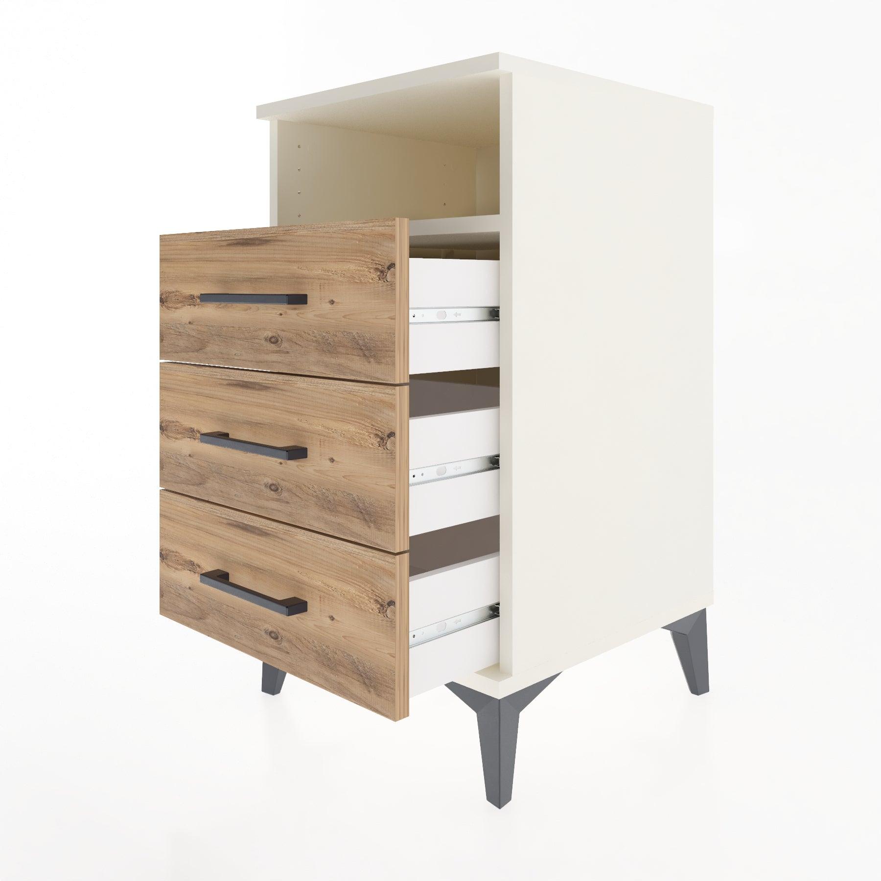 Woodntry Modular Nightstand Moonstone 44x44x68 cm with Drawer and Shelf CR4-1