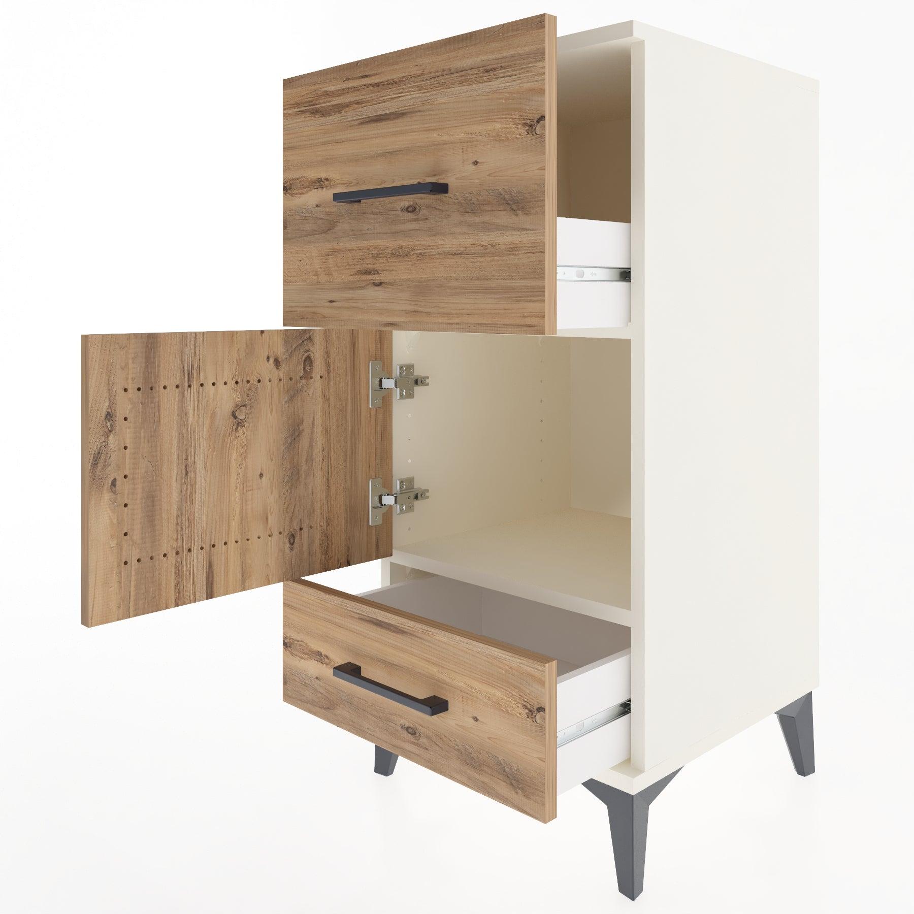 Woodntry Modular Nightstand Moonstone 44x44x84 cm with Cover and Drawer KC48-1
