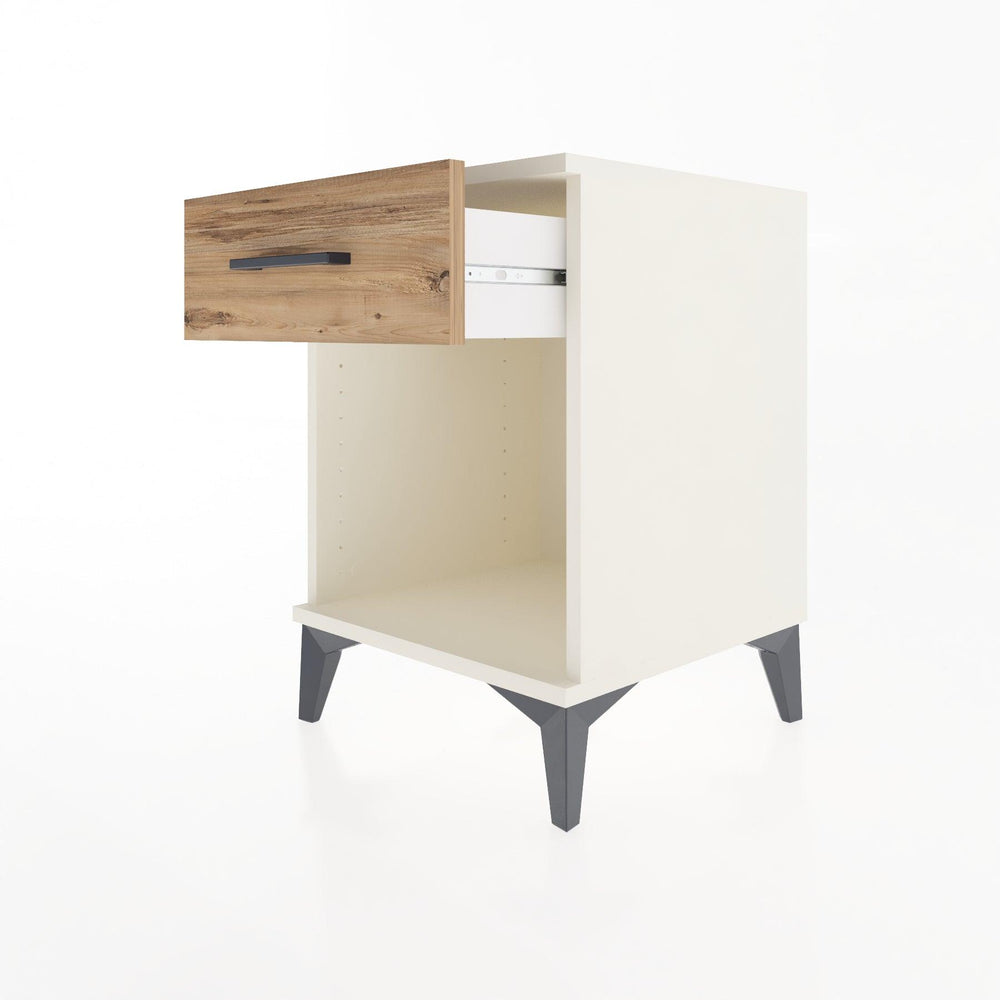 Woodntry Modular Nightstand Moonstone 44x44x52 cm with Drawer and Shelf CR4-1