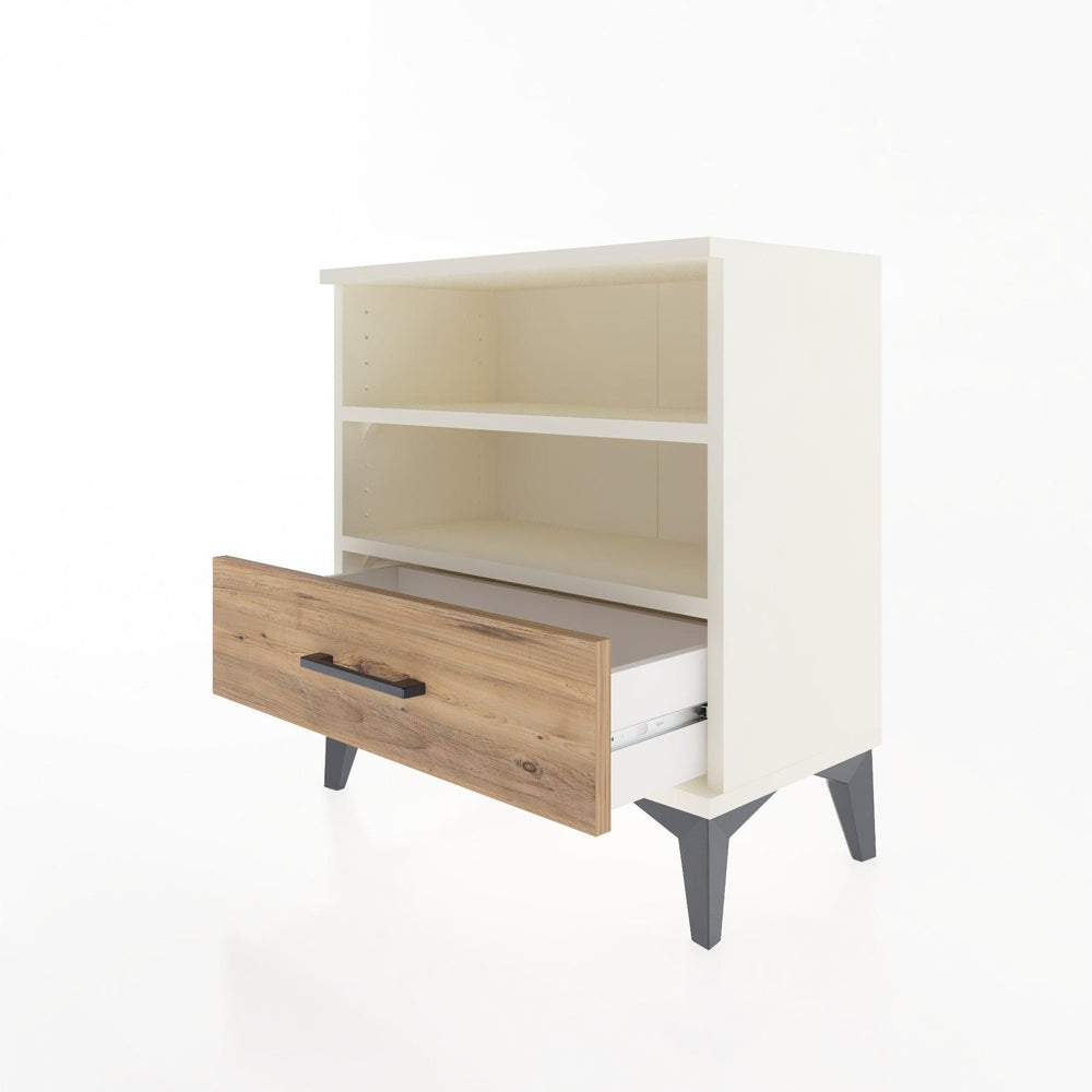 Woodntry Modular Nightstand Moonstone 60x30x52 cm with Drawer and Shelf CR4-1