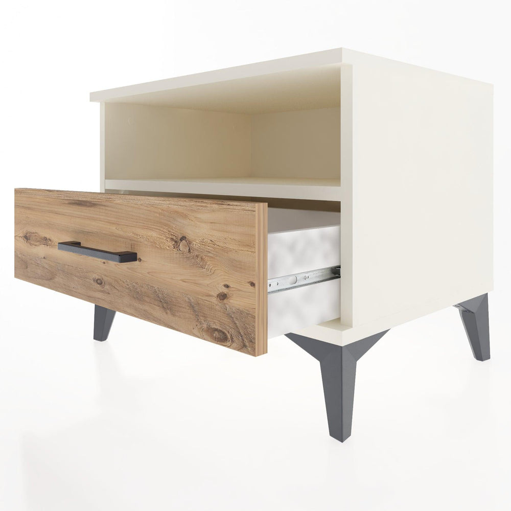 Woodntry Modular Nightstand Moonstone 60x44x68 cm with Drawer and Shelf CR4-1