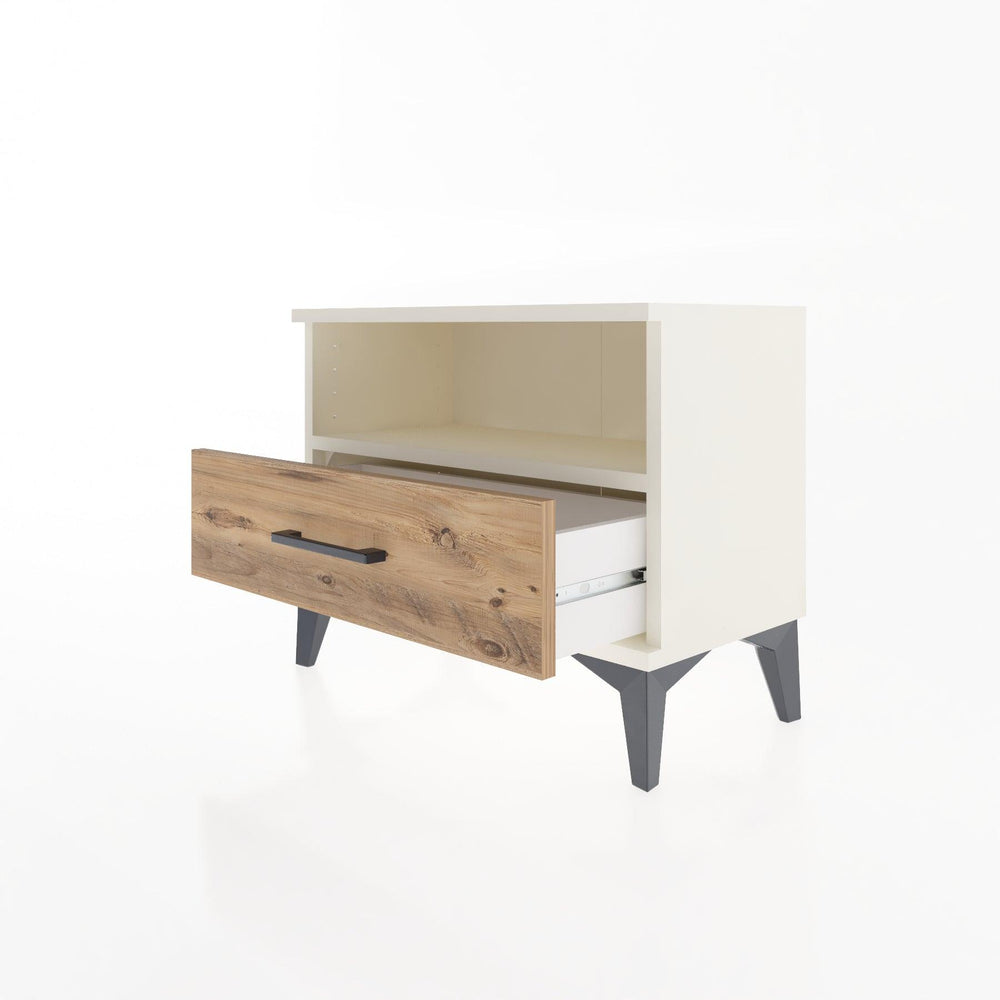 Woodntry Modular Nightstand Moonstone 60x30x36 cm with Drawer and Shelf CR4-1