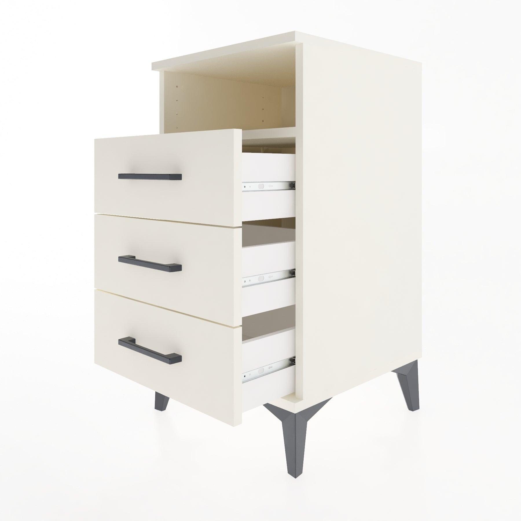 Woodntry Modular Nightstand Moonstone 44x44x68 cm with Drawer and Shelf CR4-1