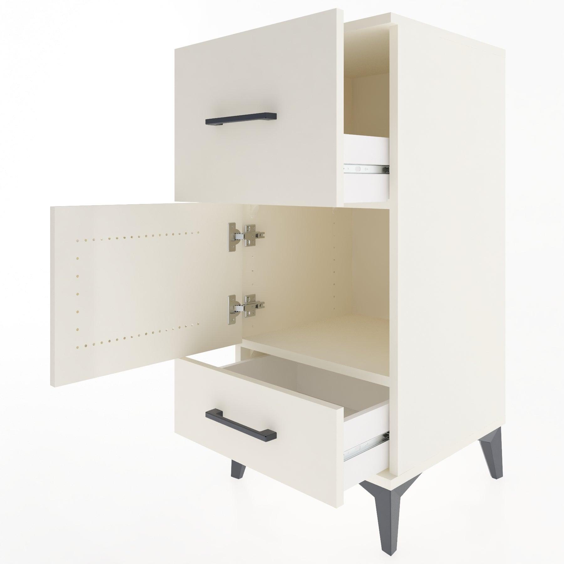 Woodntry Modular Nightstand Moonstone 44x44x84 cm with Cover and Drawer KC48-1