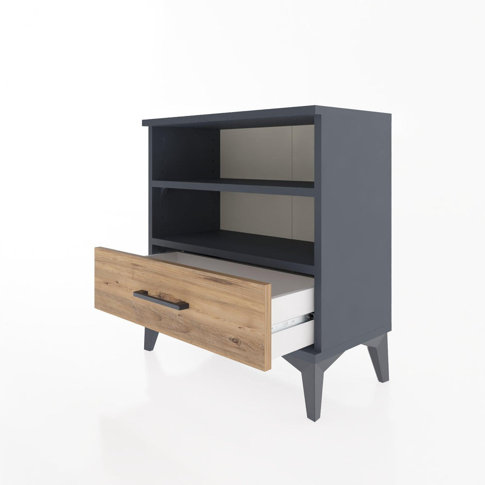 Woodntry Modular Nightstand Anthracite 60x30x52 cm with Drawers and Shelves CR4-2