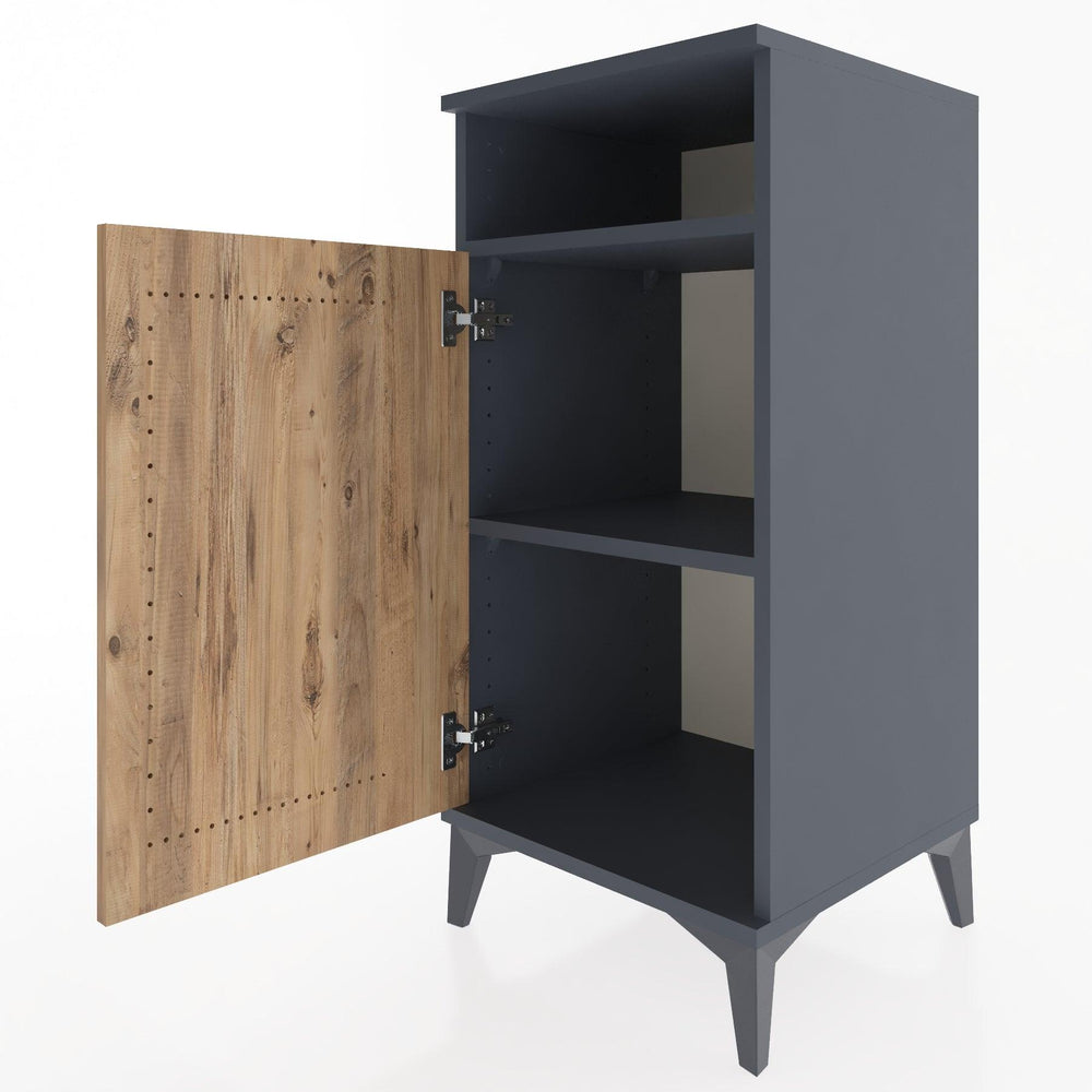 Woodntry Modular Nightstand Anthracite 44x44x84 cm with Cover and Shelf KR26-2