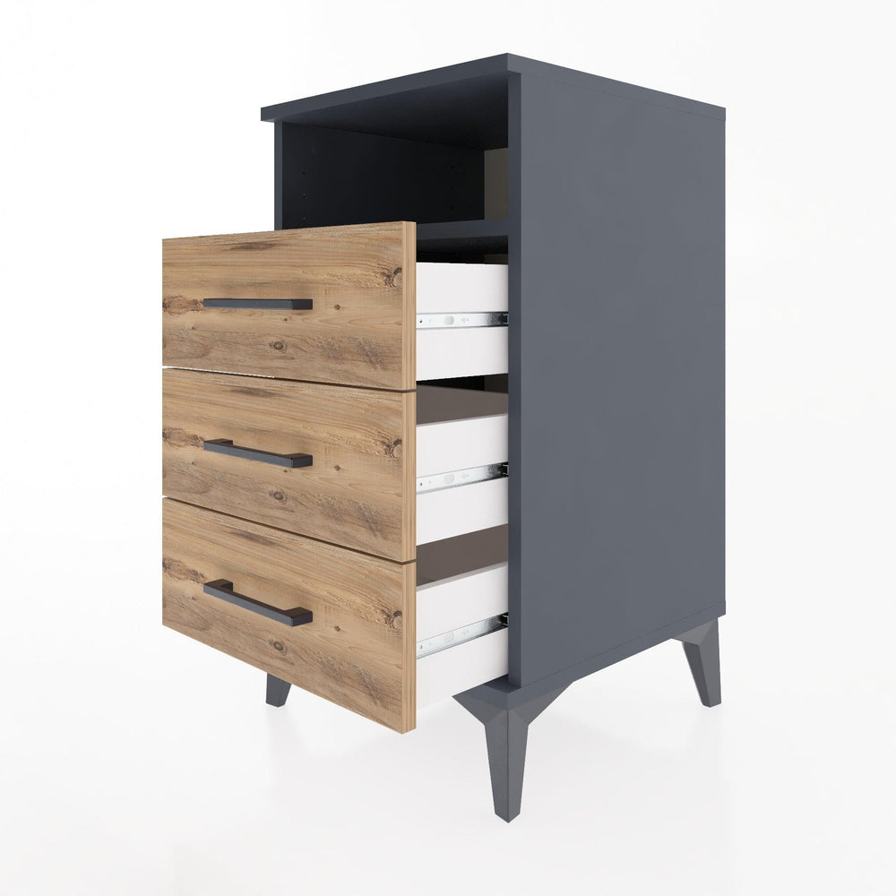 Woodntry Modular Nightstand Anthracite 44x44x68 cm with Drawers and Shelves CR4-2