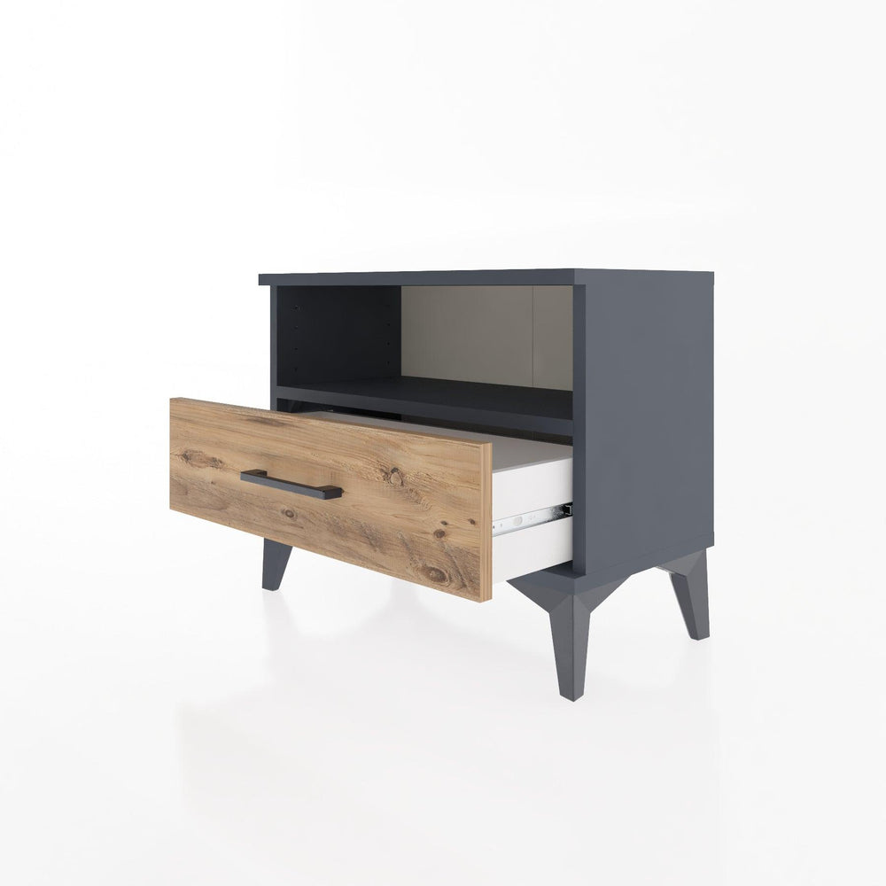 Woodntry Modular Nightstand Anthracite 60x30x36 cm with Drawers and Shelves CR4-2