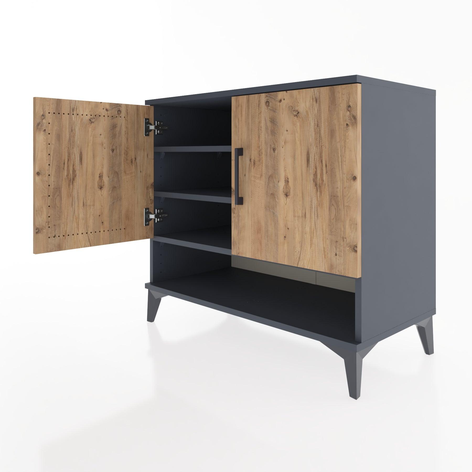 Woodntry Modüler Şifonyer Antrasit 88x44x68 cm Kapaklı ve Raflı KR4-2