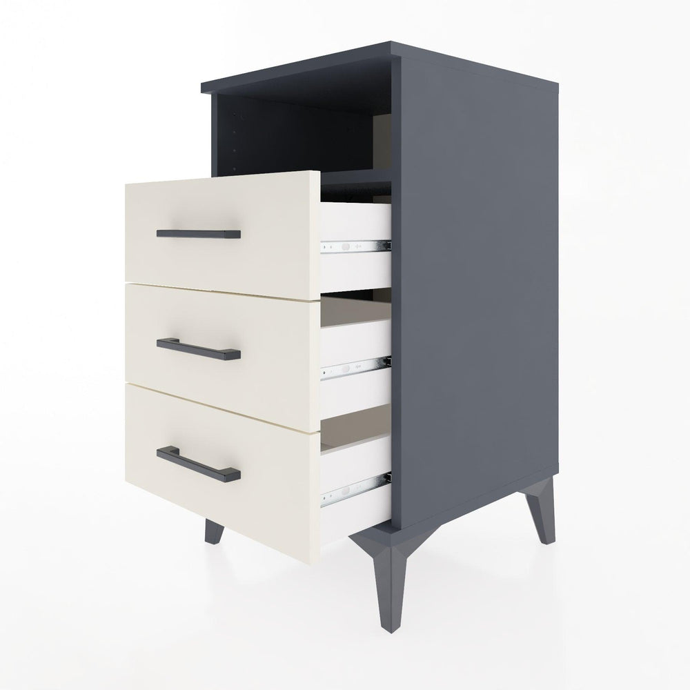 Woodntry Modular Nightstand Anthracite 44x44x68 cm with Drawers and Shelves CR4-2
