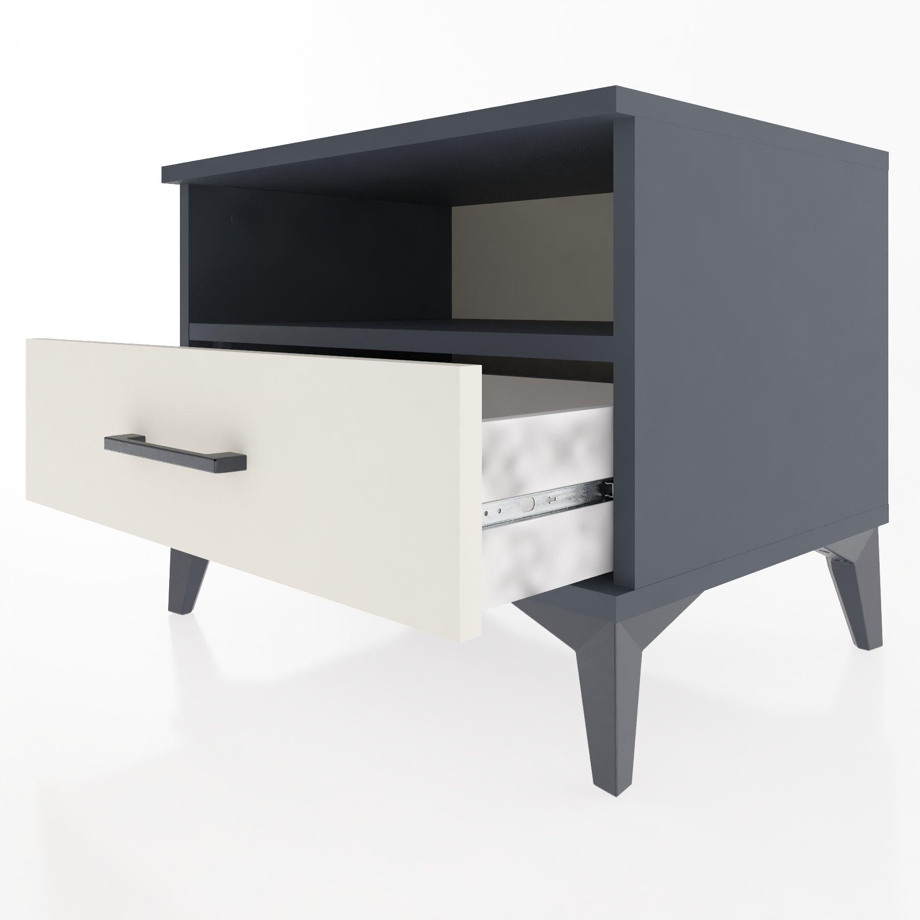 Woodntry Modular Nightstand Anthracite 60x44x68 cm with Drawer and Shelf CR4-2