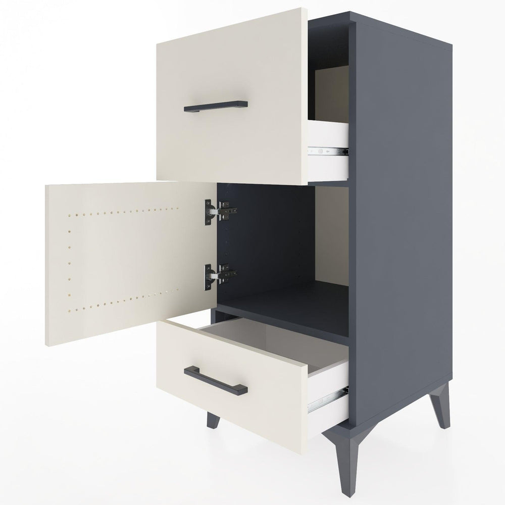 Woodntry Modüler Komodin Antrasit 44x44x84 cm Kapaklı ve Çekmeceli KC48-2