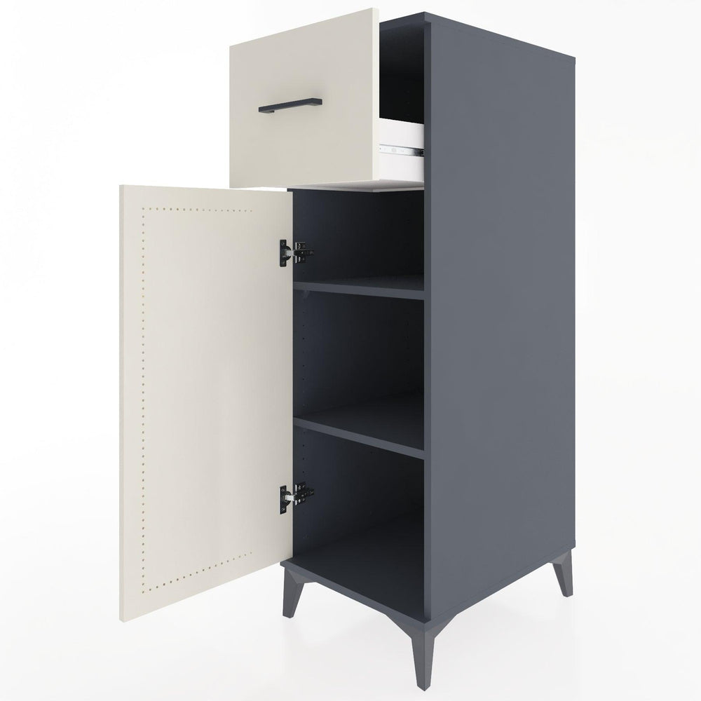 Woodntry Modüler Dolap Antrasit 44x59x122 cm Kapaklı ve Çekmeceli KC4-2