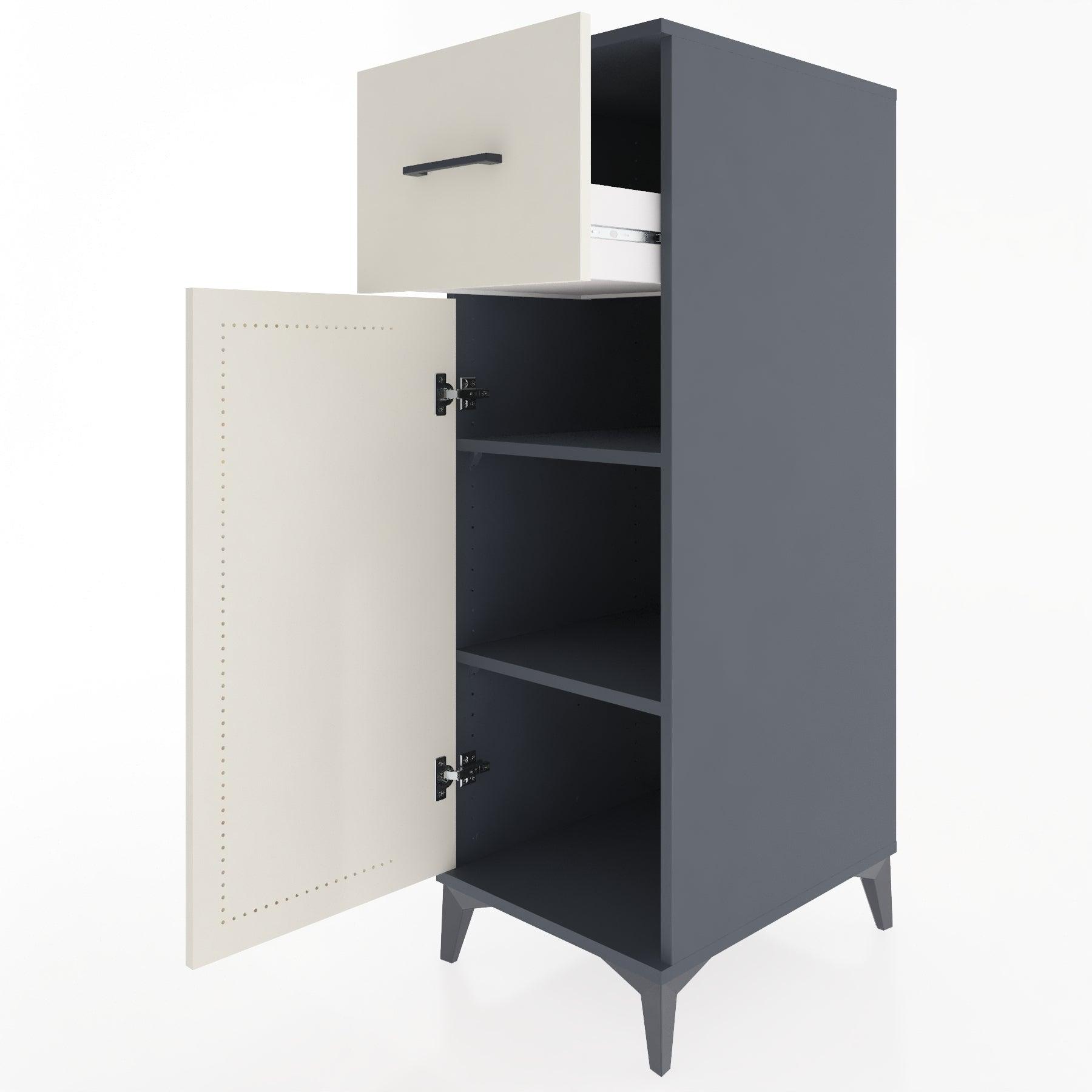 Woodntry Modular Cabinet Anthracite 44x30x122 cm with Doors and Drawers KC4-2