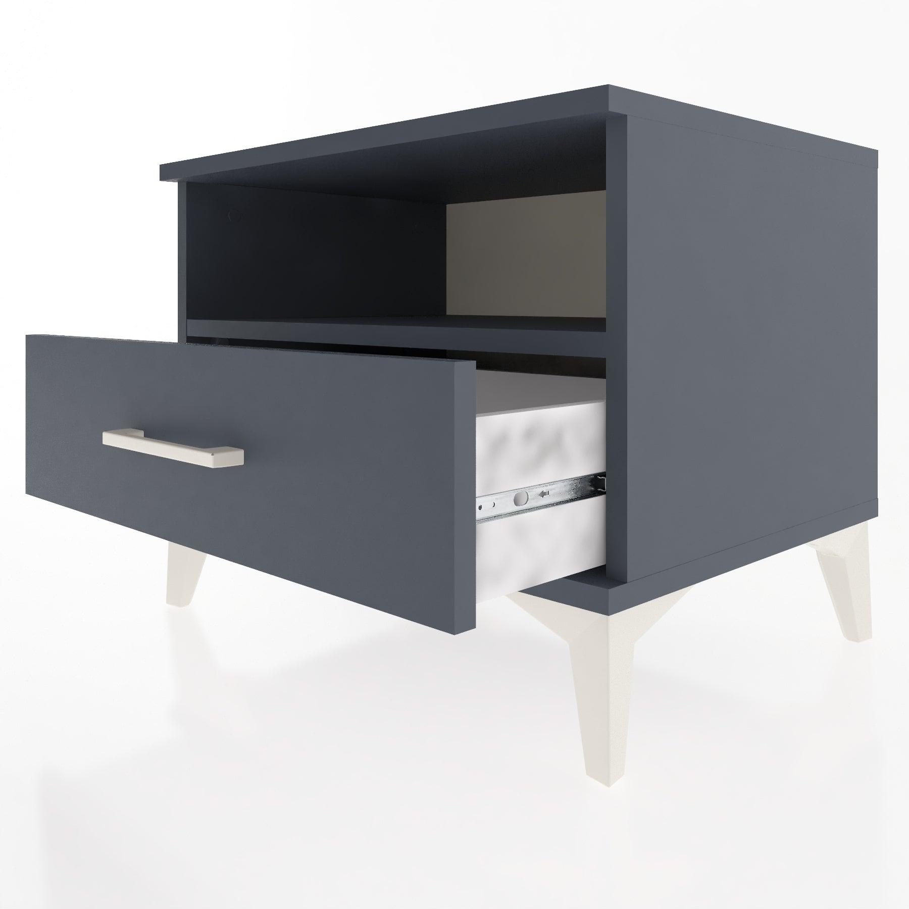 Woodntry Modular Nightstand Anthracite 60x44x68 cm with Drawer and Shelf CR4-2