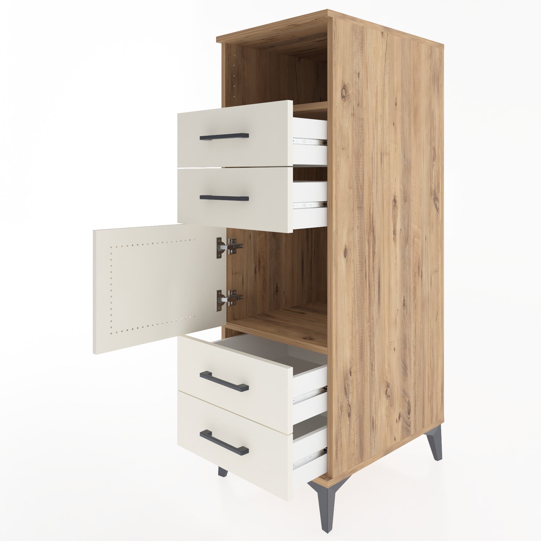 Woodntry Modüler Dolap Çam 44x59x122 cm Fonksiyonel F54-3