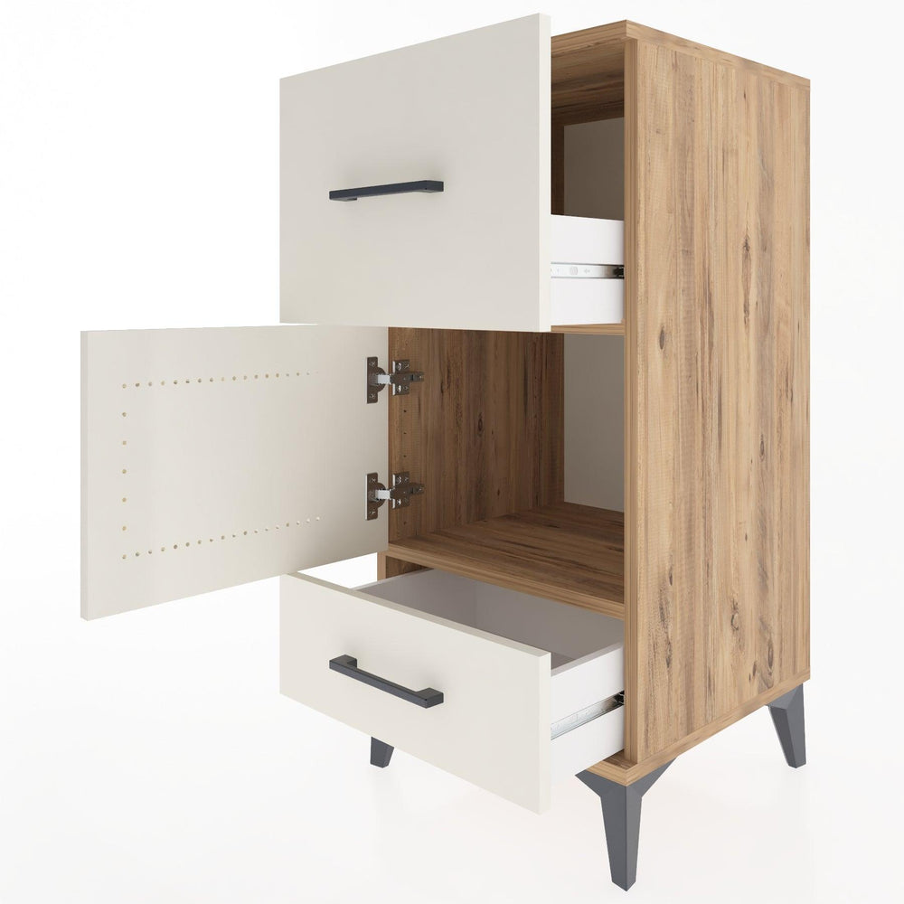 Woodntry Modular Nightstand Pine 44x44x84 cm with Cover and Drawer KC48-3