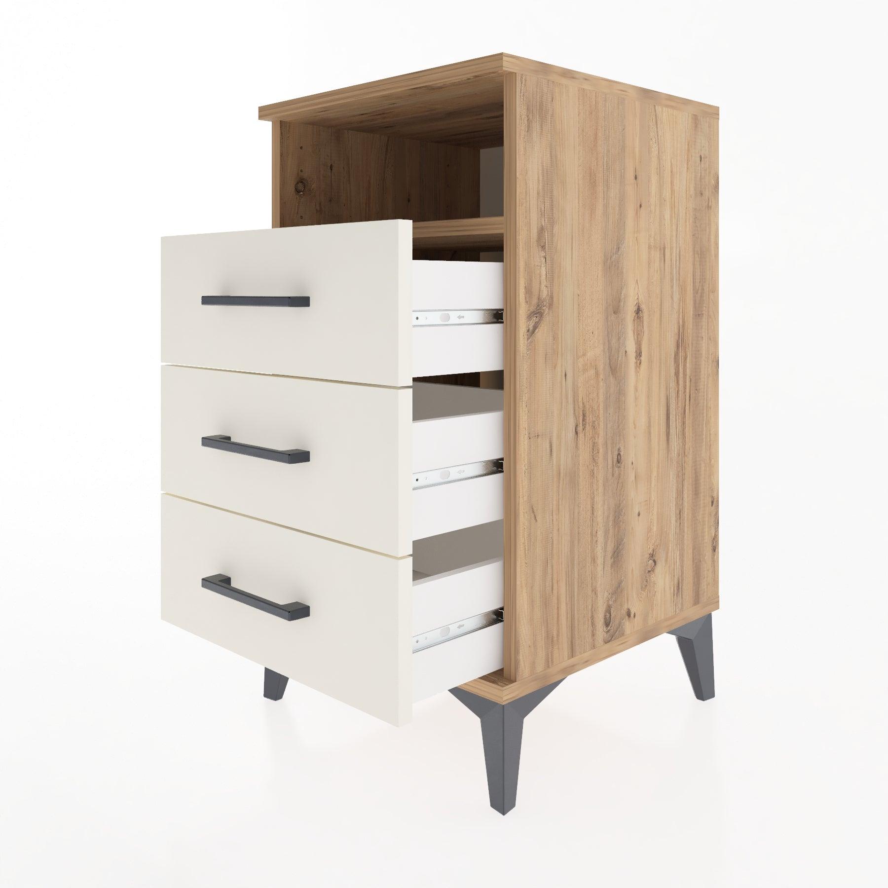 Woodntry Modular Nightstand Pine 44x44x68 cm with Drawers and Shelves CR4-3