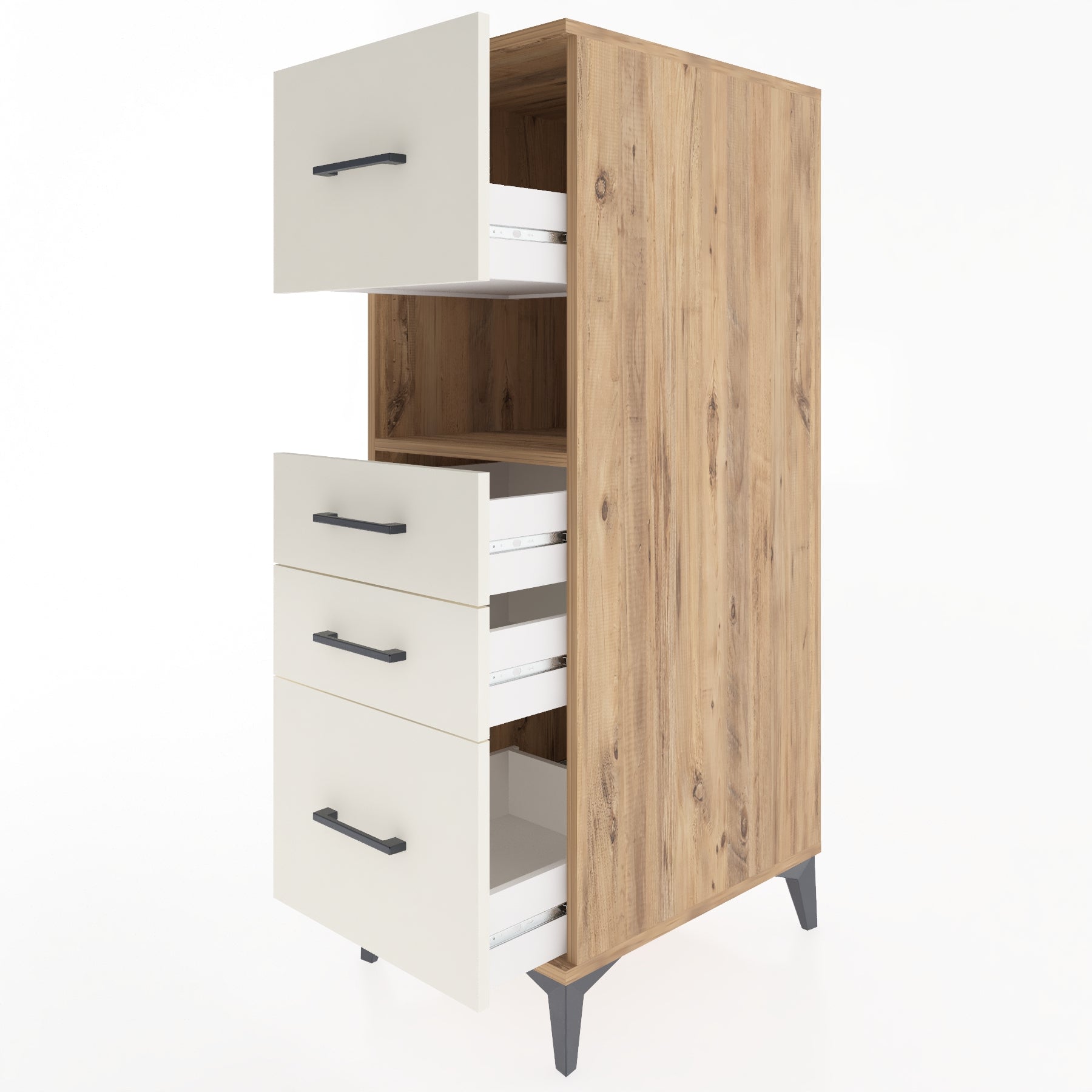 Woodntry Modular Cabinet Pine 44x59x122 cm with Drawers and Shelves CR104-3