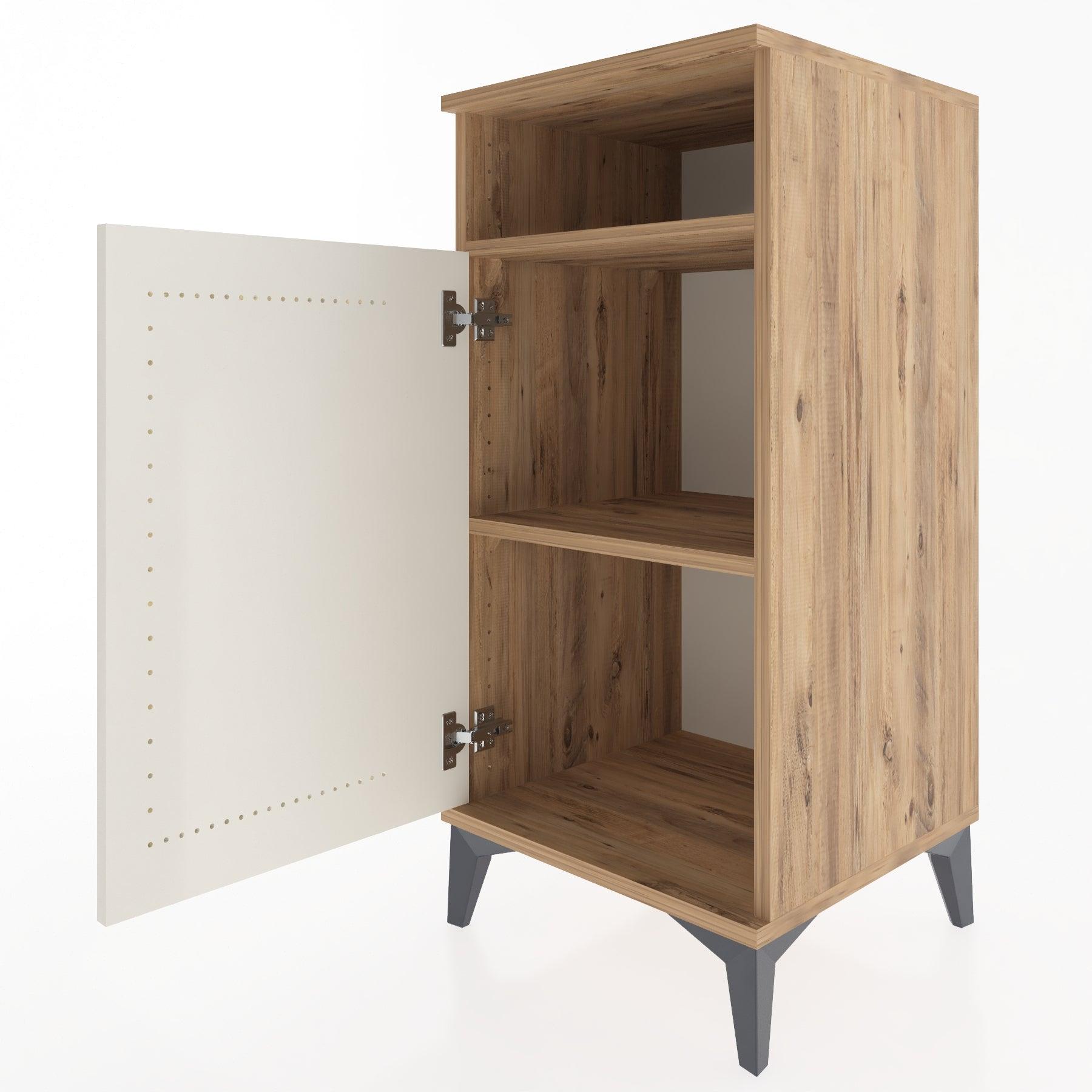 Woodntry Modular Nightstand Pine 44x44x84 cm with Cover and Shelf KR26-3