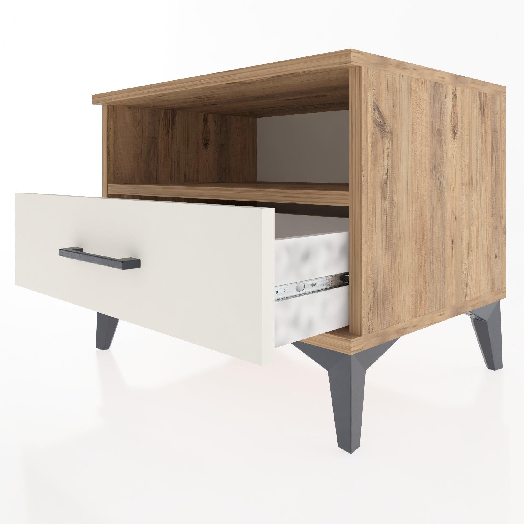 Woodntry Modular Nightstand Pine 60x44x68 cm with Drawers and Shelves CR4-3
