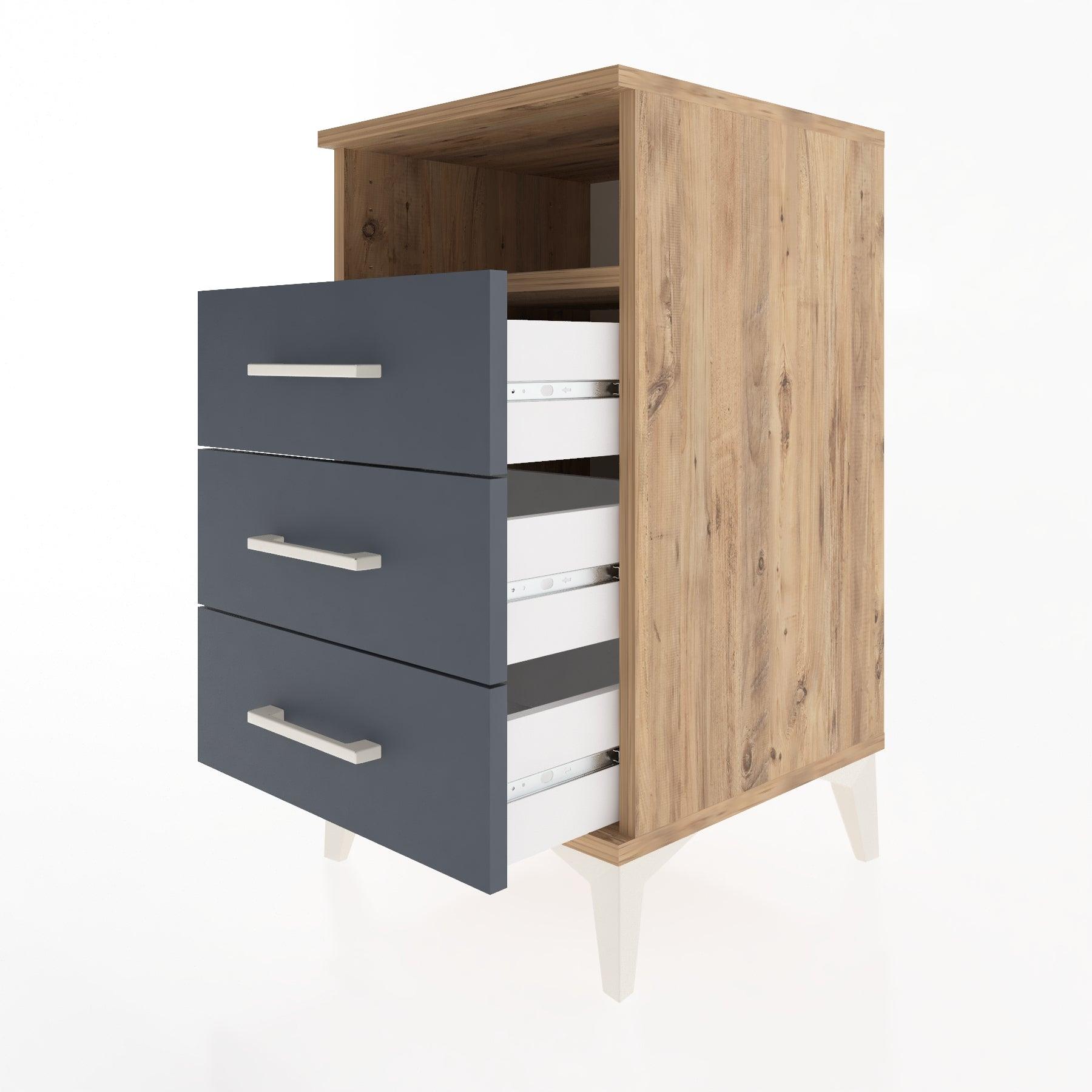 Woodntry Modular Nightstand Pine 44x44x68 cm with Drawers and Shelves CR4-3