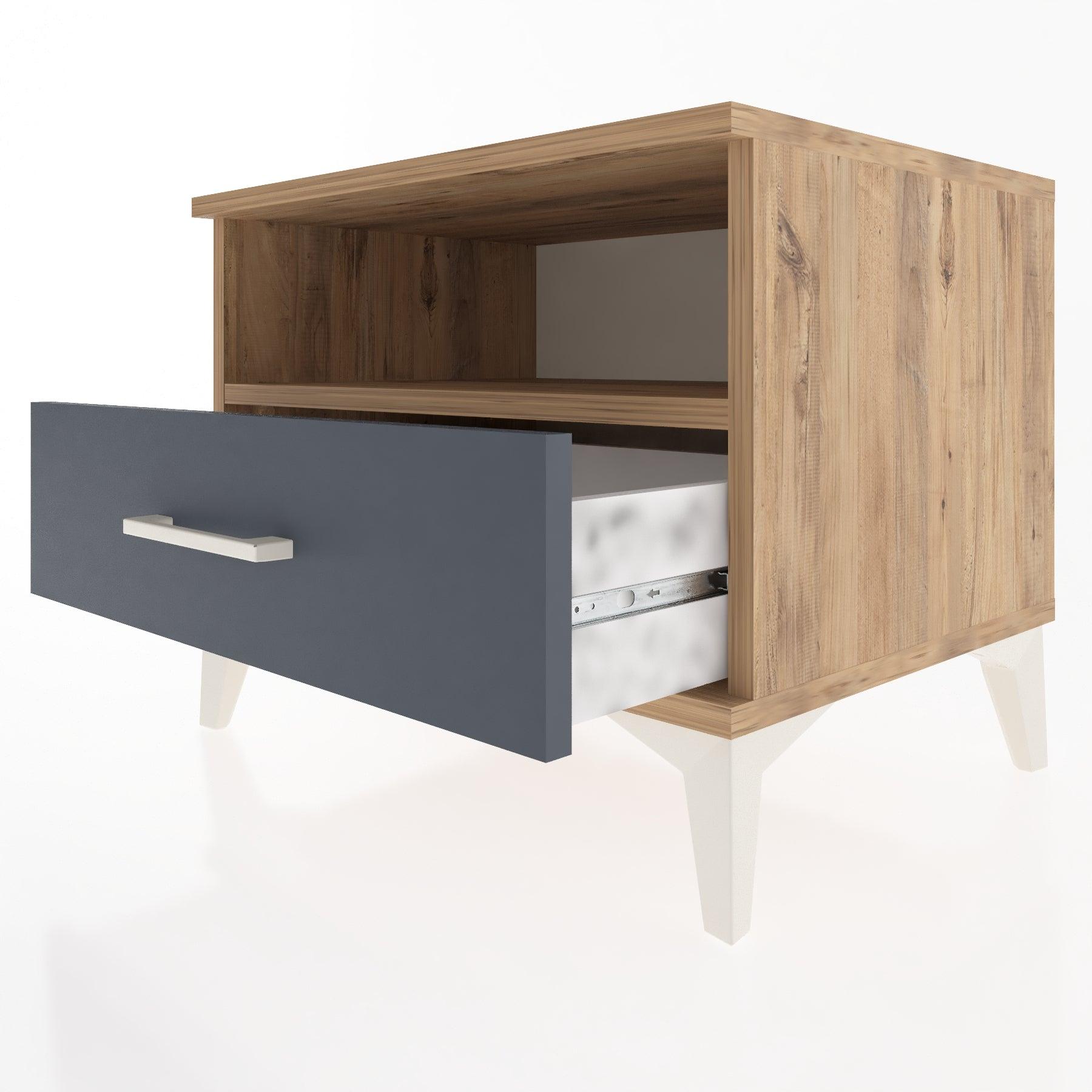 Woodntry Modular Nightstand Pine 60x44x68 cm with Drawers and Shelves CR4-3