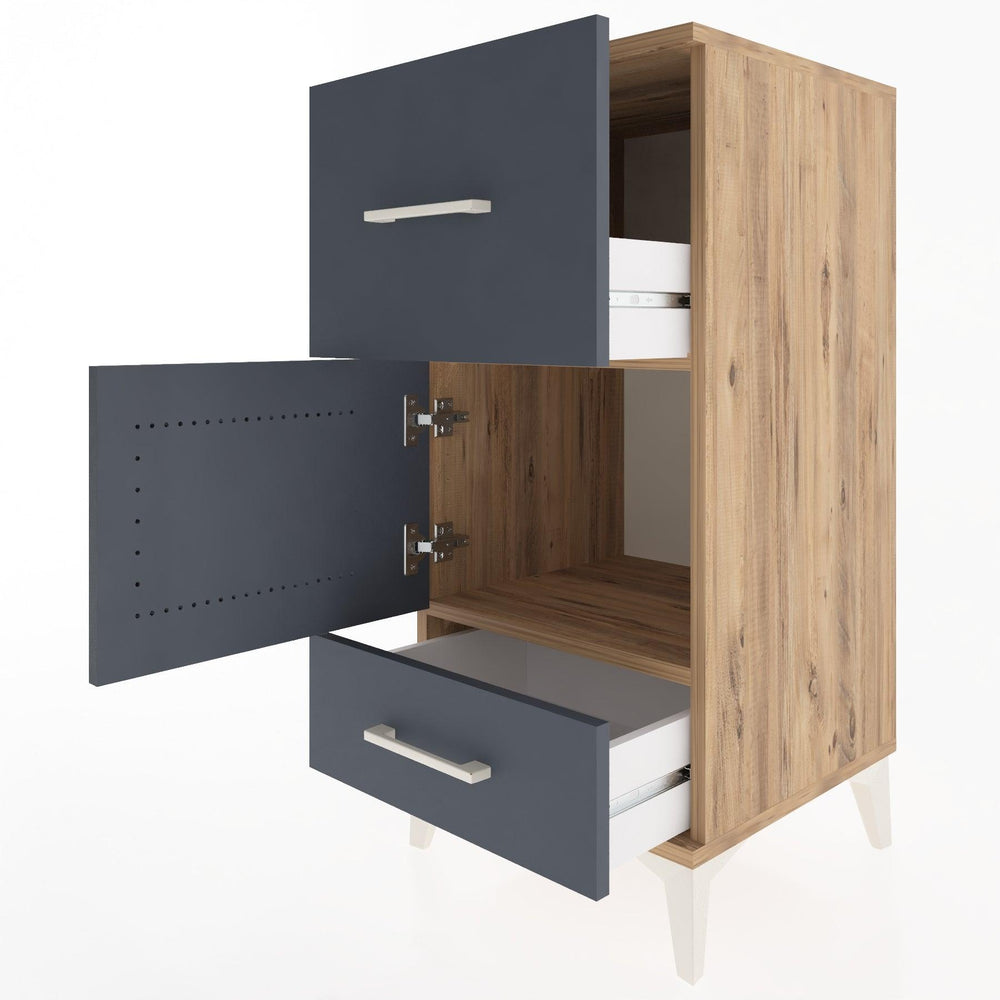 Woodntry Modular Nightstand Pine 44x44x84 cm with Cover and Drawer KC48-3