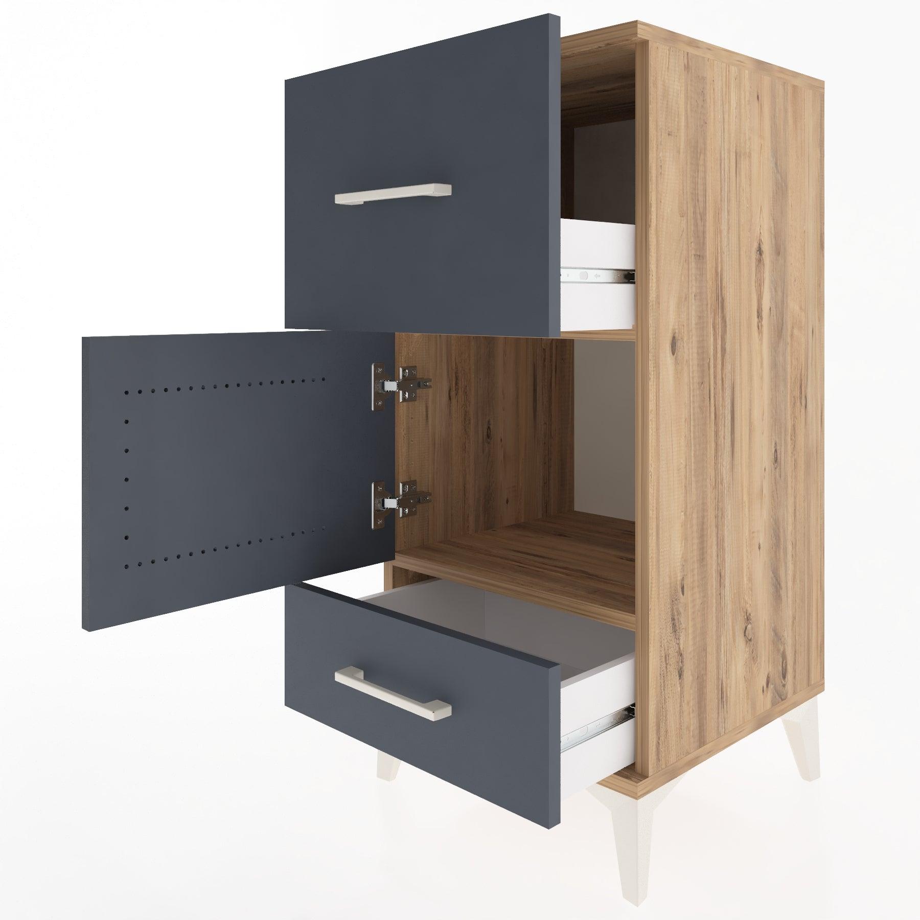 Woodntry Modular Nightstand Pine 44x44x84 cm with Cover and Drawer KC48-3