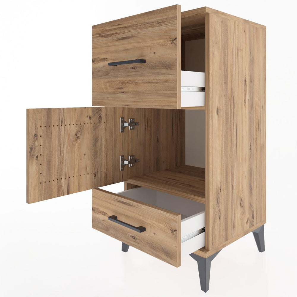 Woodntry Modular Nightstand Pine 44x44x84 cm with Cover and Drawer KC48-3