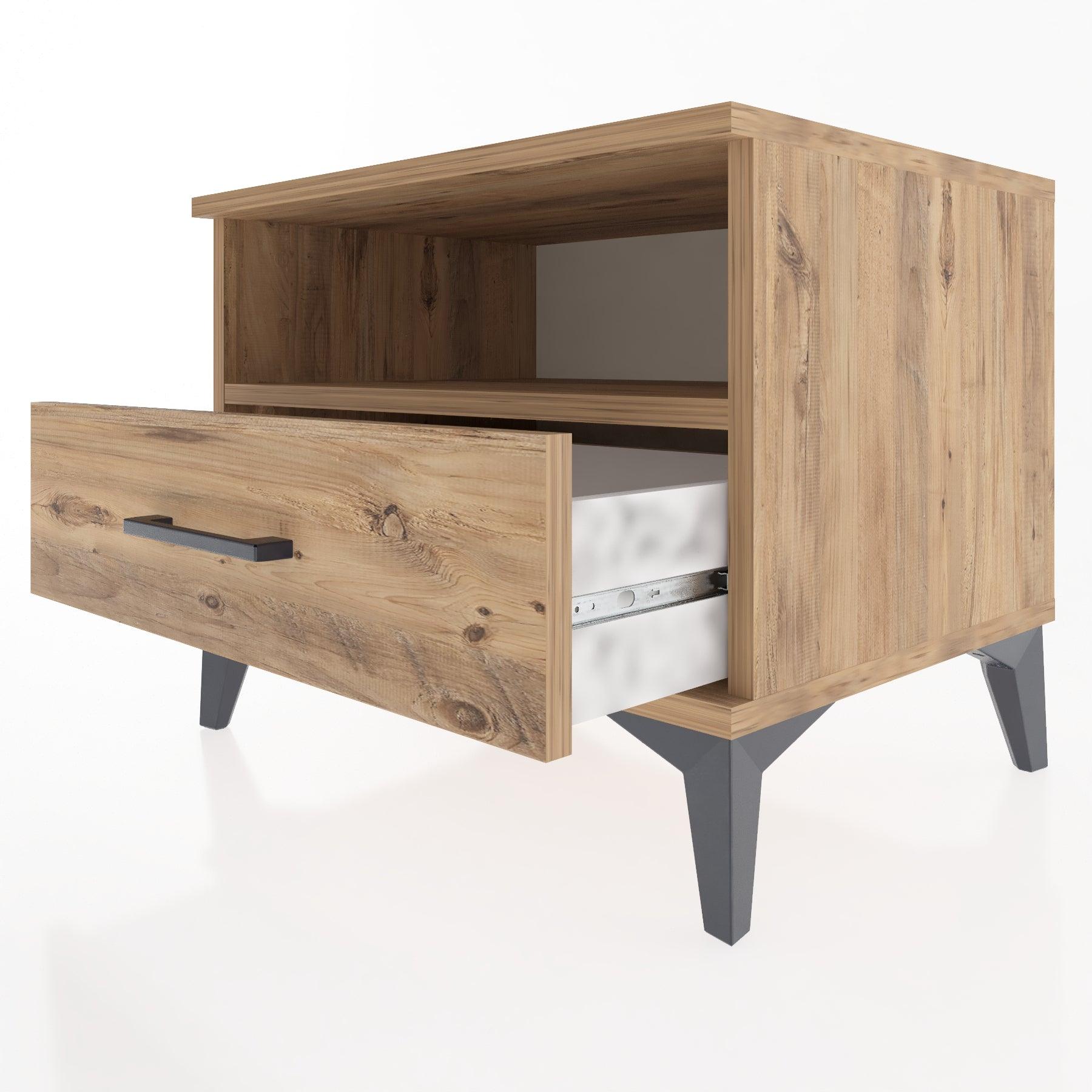 Woodntry Modular Nightstand Pine 60x44x68 cm with Drawers and Shelves CR4-3