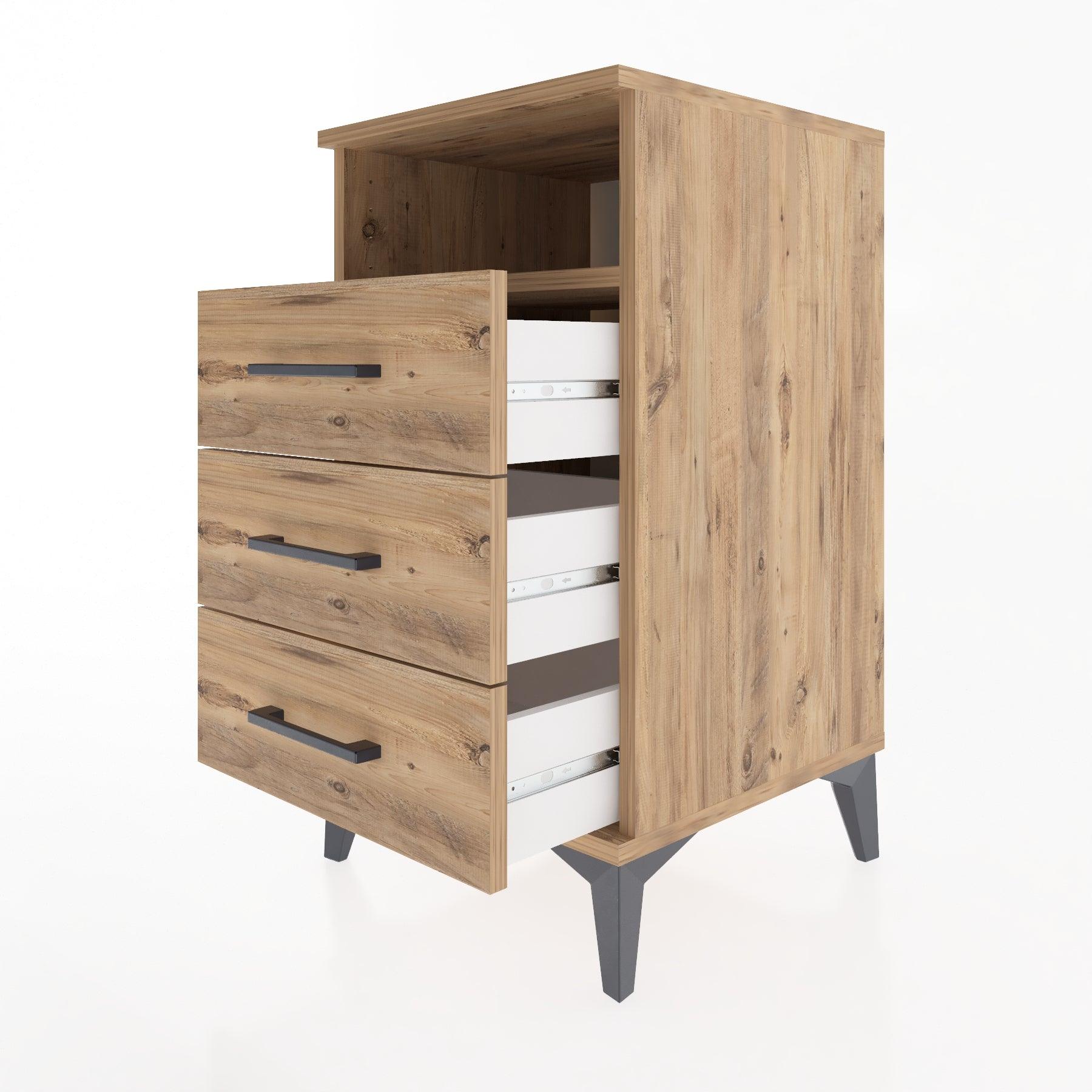 Woodntry Modular Nightstand Pine 44x44x68 cm with Drawers and Shelves CR4-3