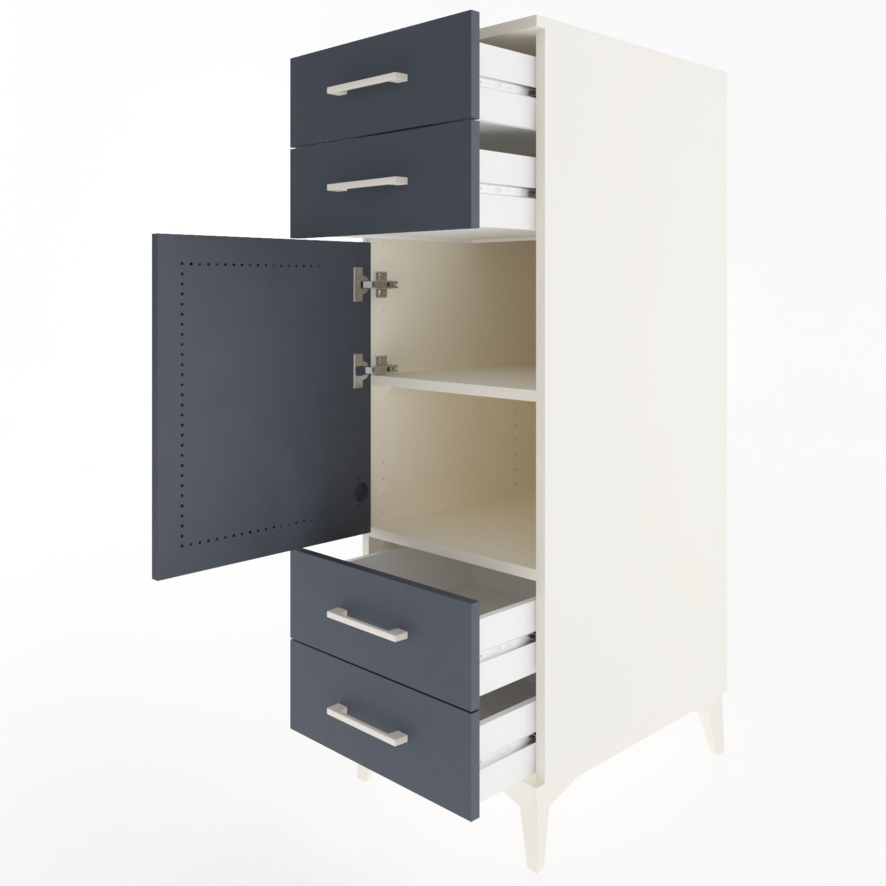 Woodntry Modular Cabinet Moonstone 44x59x122 cm with Doors and Drawers KC55-1