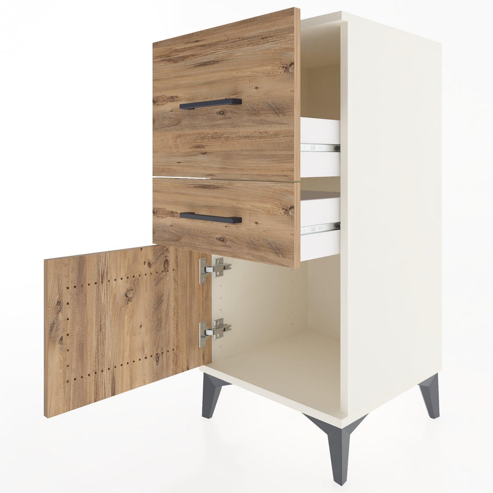 Woodntry Modular Nightstand Moonstone 44x44x84 cm with Cover and Drawer KC49-1