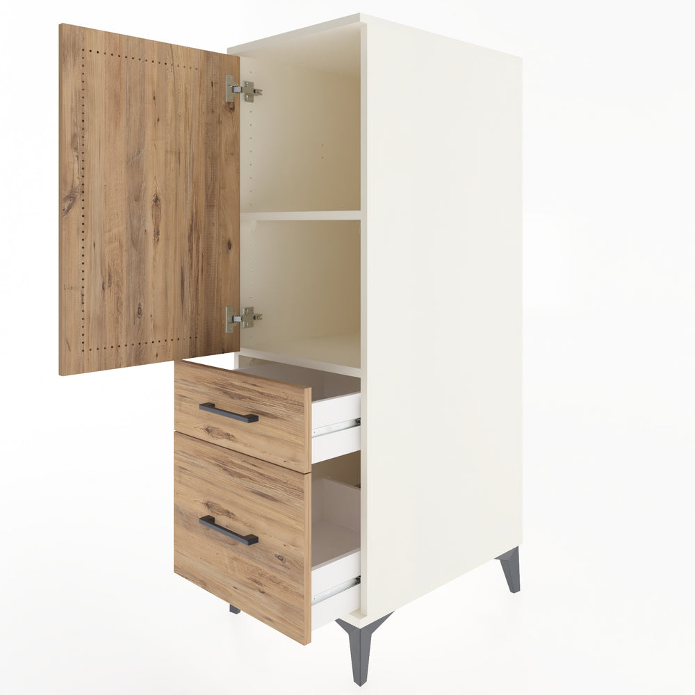 Woodntry Modular Cabinet Moonstone 44x59x122 cm with Doors and Drawers KC105-1